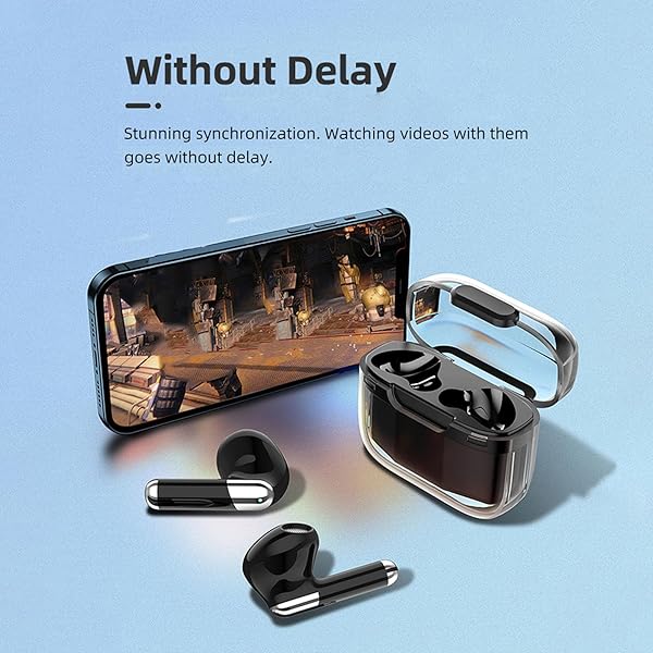 Diyeeni Language Translator Earbuds Bluetooth Earphones Support 144 Languages Voice Translation Devices with APP and Transparent Case Black - View 10 of 11