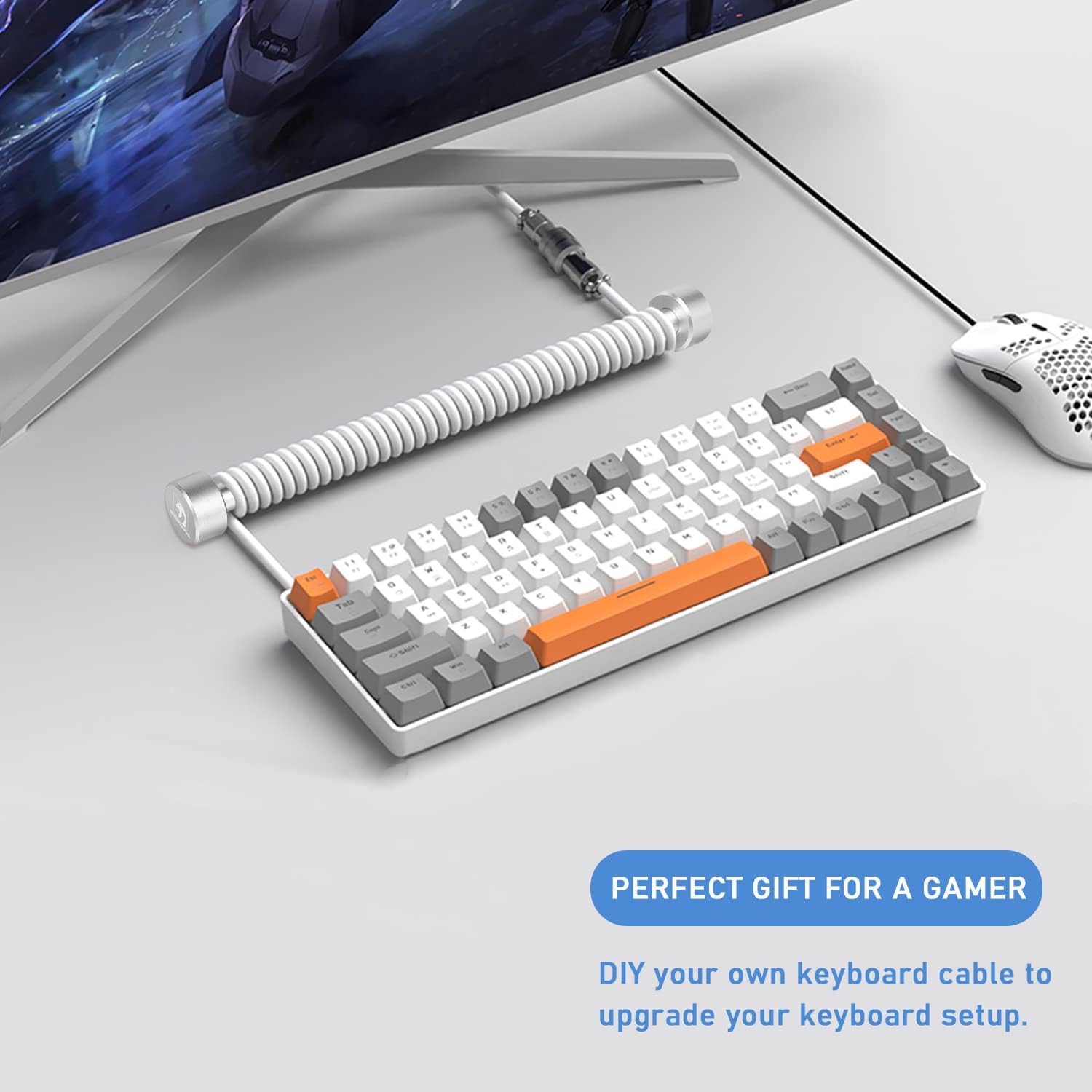 ATTACK SHARK Coiled Keyboard Cable Winder-7.87inch Fixed Rod Compatible with GunMjo RK61 EPOMAKER Mix 99% All Custom USB C Cable,Line Management Pole - View 6 of 7