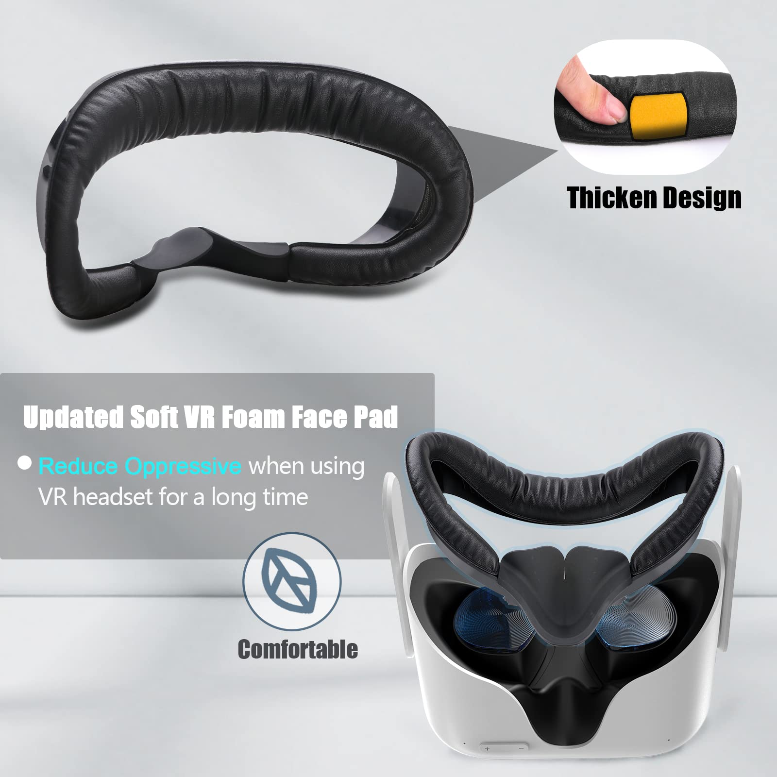 Hanpusen Hanpusen VR Face Pad for Oculus Quest 2 6-in-1 Set with Sweat Proof Leather Foam Replacement and Accessories - View 3 of 7