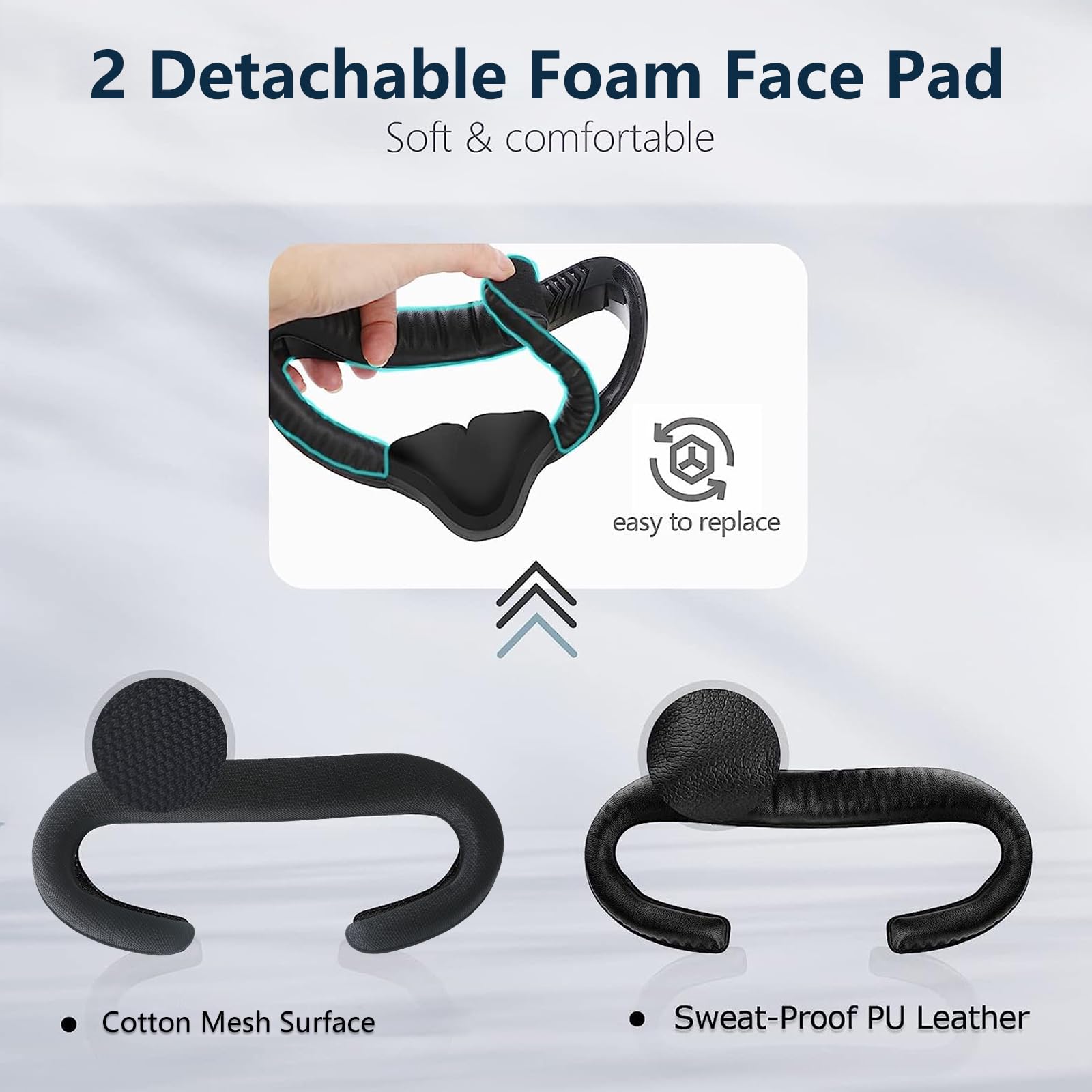 Hanpusen Hanpusen VR Face Pad for Oculus Quest 2 6-in-1 Set with Sweat Proof Leather Foam Replacement and Accessories - View 6 of 7