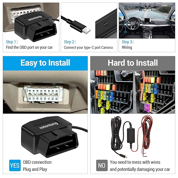 ssontong SSONTONG OBD2 Power Cable for Dash Cameras - Type-C USB Hardwire Charger with 24/7 Surveillance & Switch Mode - View 7 of 8