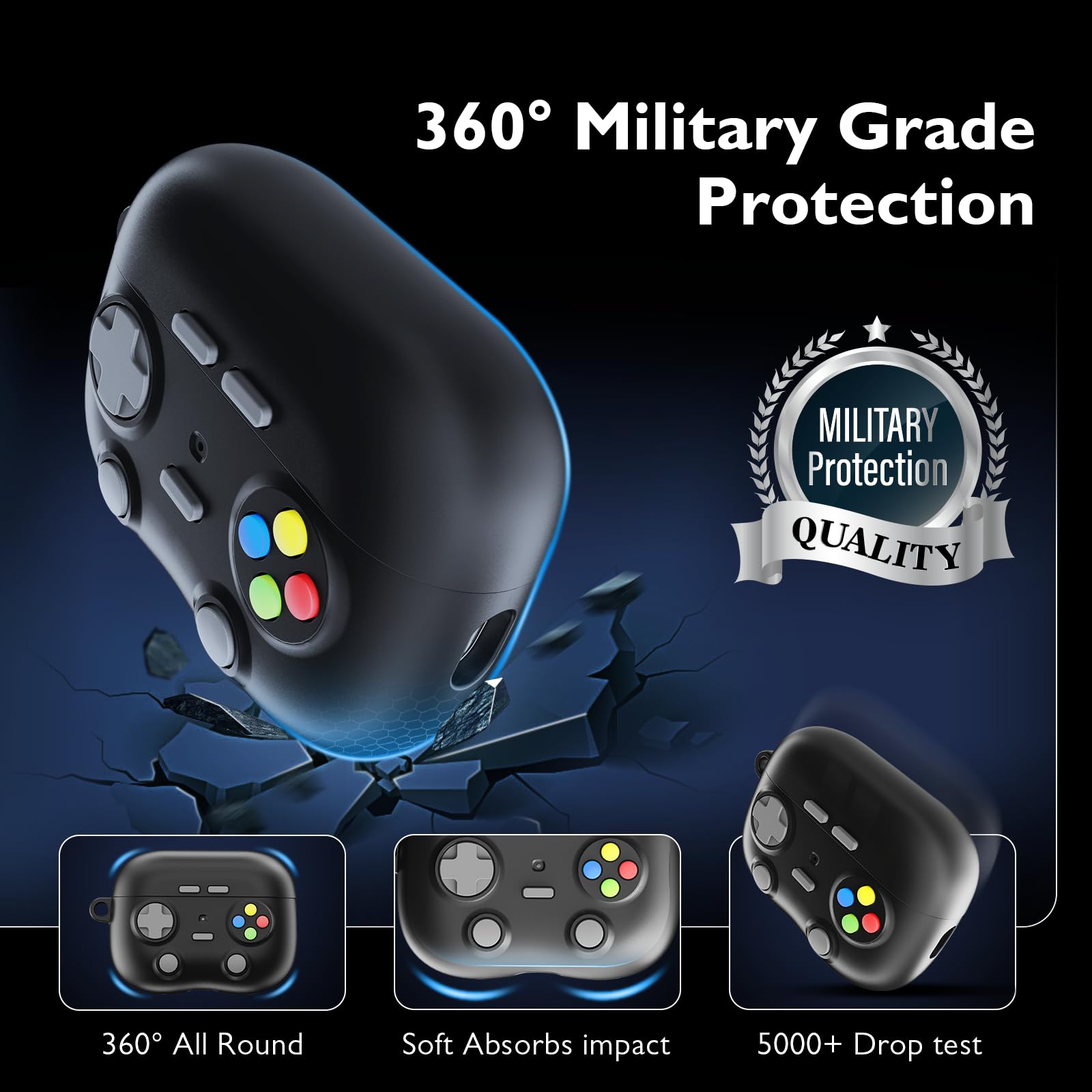 volport Case for Airpods Pro 2nd Generation: Silicone Cover for Apple Air Pods Pro 2 1st Gen with Keychain, Cool Game Designed Skin for Men Boys - View 3 of 6