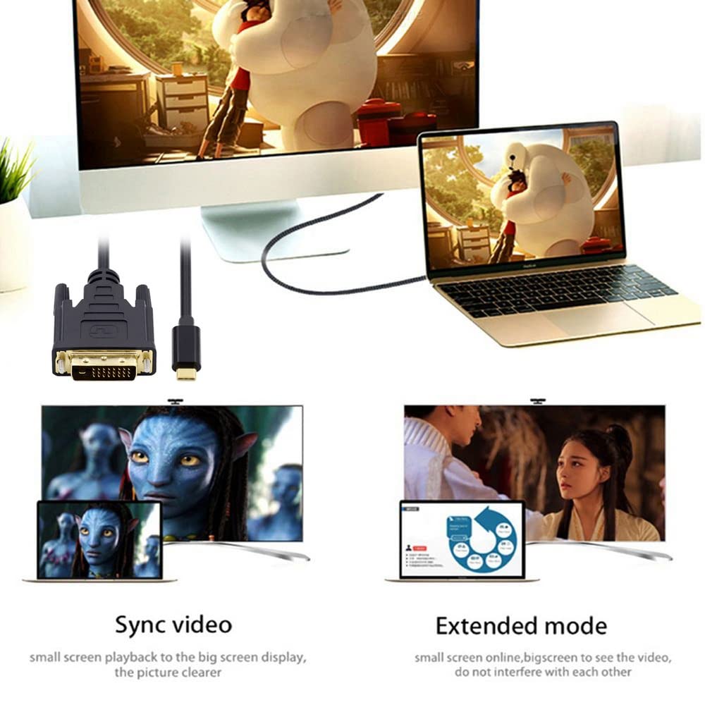 xiwai Xiwai 1080P USB C to DVI Monitor Cable 1.8m for Laptop USB 3.1 High Speed Connection - View 5 of 9