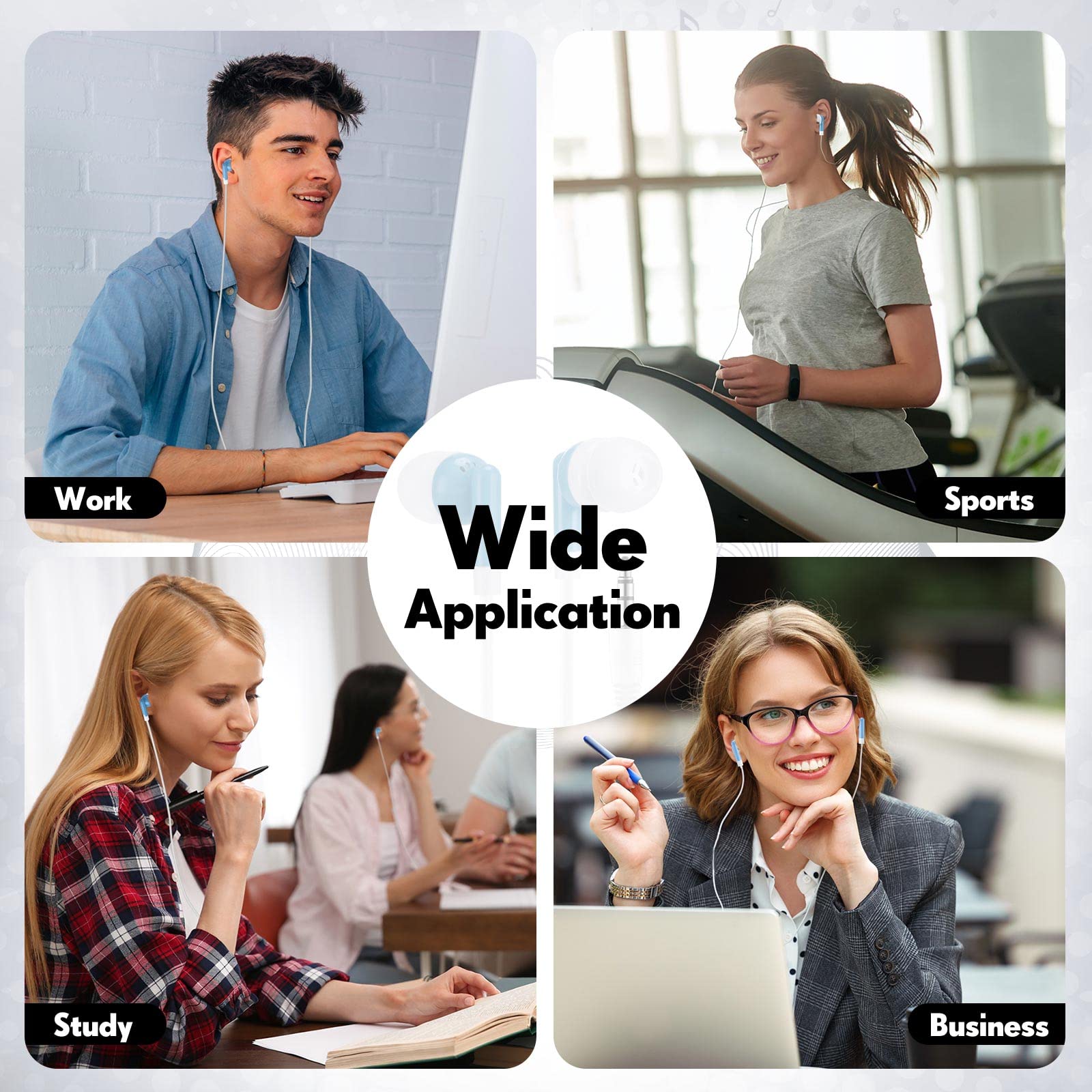 Yunsailing Yunsailing 100 Pack Earbuds Bulk Individually Bagged 3.5mm Headphones for Students Schools Hospitals Libraries MP3 Gifts Blue - View 4 of 8