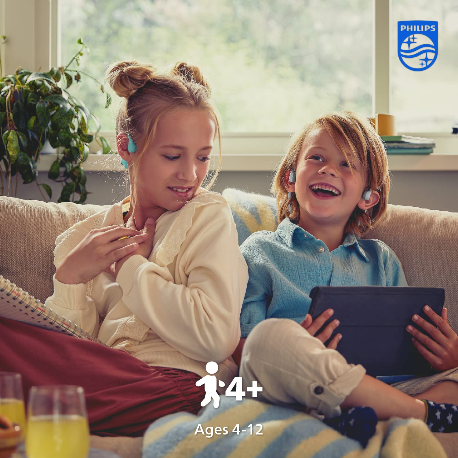 Philips PHILIPS Kids Open Ear Bone Conduction Bluetooth Headphones with Microphone and Parental Controls Gray TAK4607GY - View 4 of 9