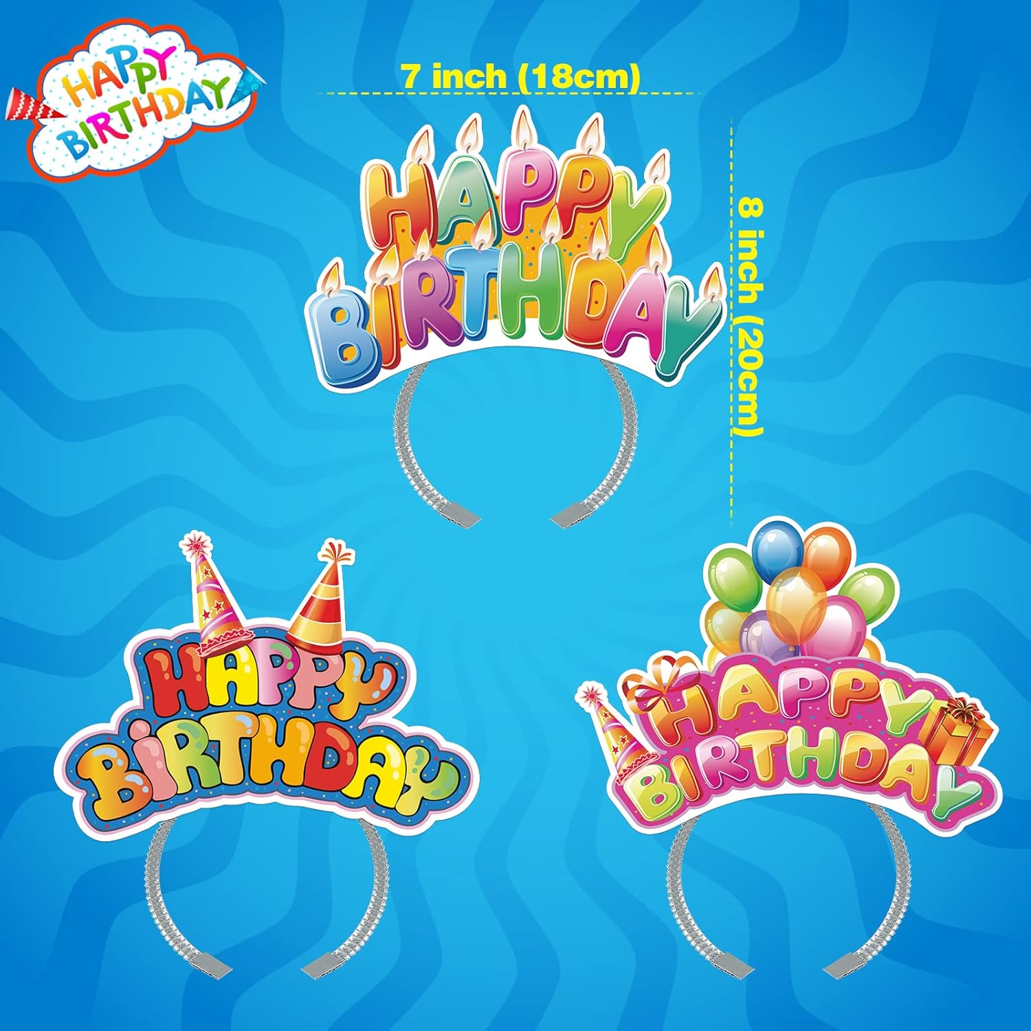 KKBES KKBES 12 Pack Party Headbands Paper Hats for Adults and Kids Fun Patterns for Celebrations - View 3 of 8