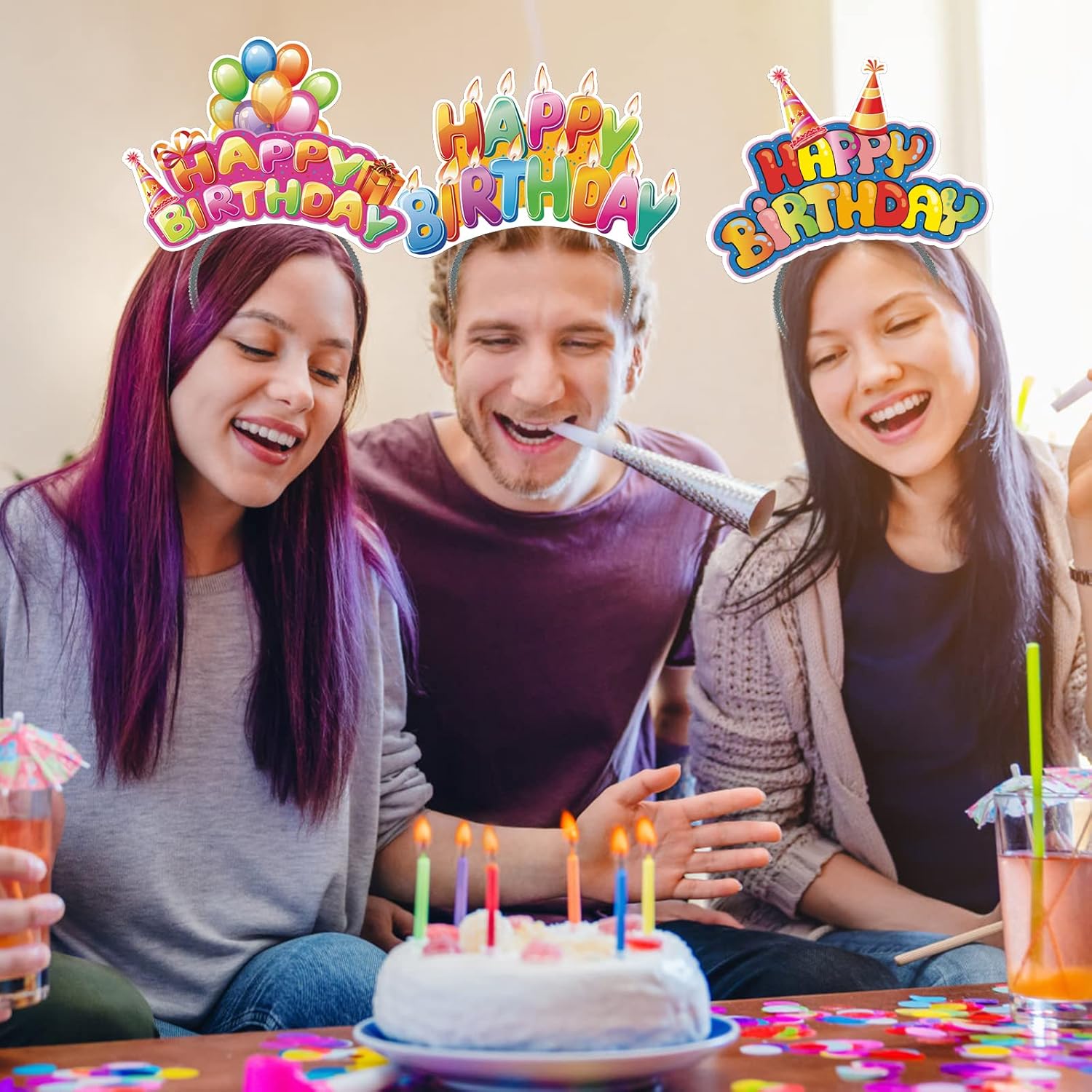 KKBES KKBES 12 Pack Party Headbands Paper Hats for Adults and Kids Fun Patterns for Celebrations - View 5 of 8