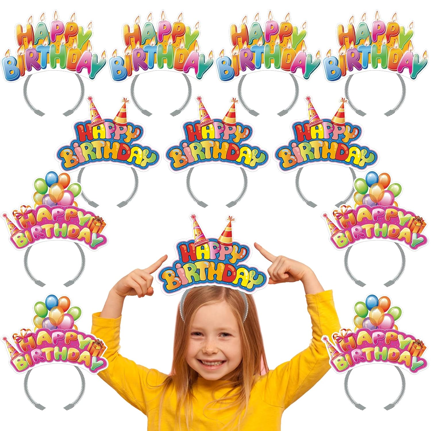 KKBES KKBES 12 Pack Party Headbands Paper Hats for Adults and Kids Fun Patterns for Celebrations - View 8 of 8