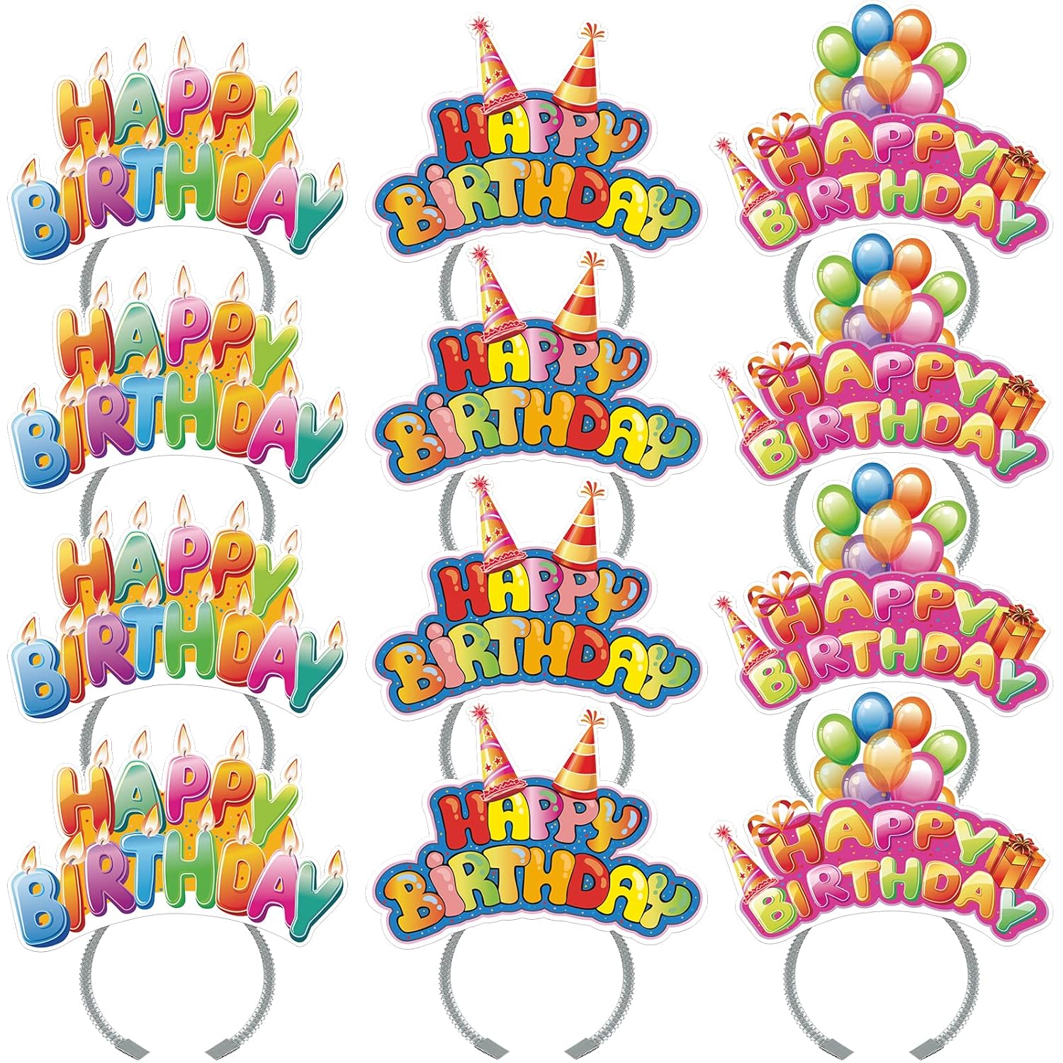 KKBES KKBES 12 Pack Party Headbands Paper Hats for Adults and Kids Fun Patterns for Celebrations