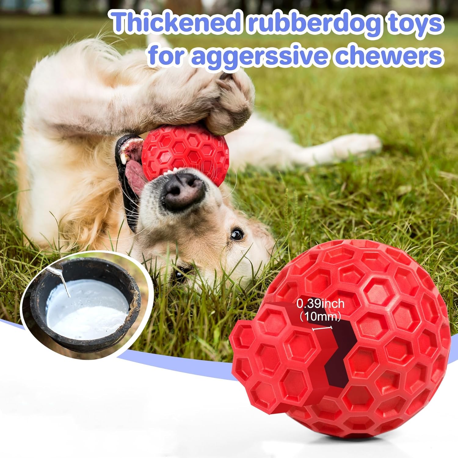 DISSKNIC DISSKNIC Indestructible Squeaky Dog Balls Interactive Toys for Aggressive Chewers Anxiety Relief for Small Medium Large Dogs Outdoor Use - View 3 of 7