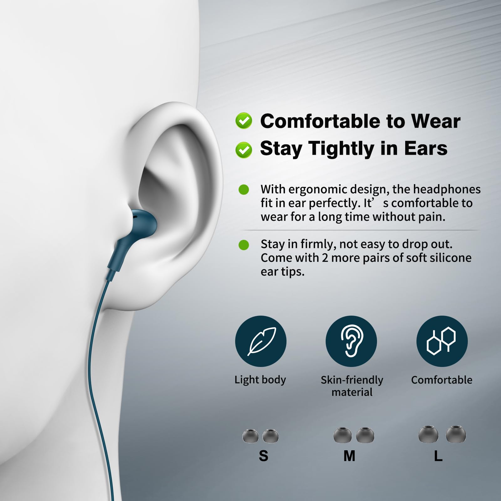 USB C Headphones for iPhone 17 16 15 Samsung S25 S24 Wired Earbuds with Microphone for Galaxy S23 S22 S21 S20 FE Magnetic Noise Canceling in-Ear Type - View 5 of 9