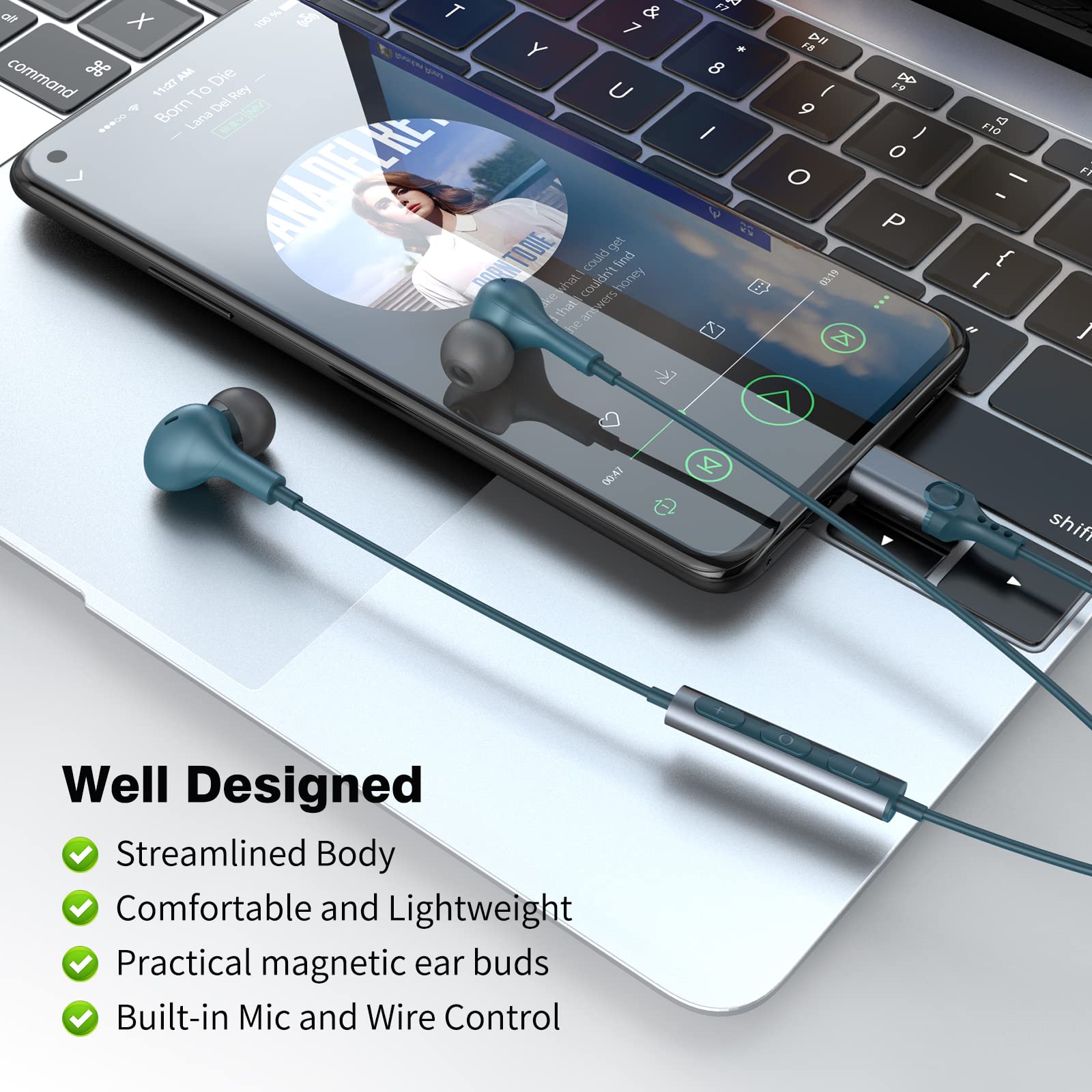 USB C Headphones for iPhone 17 16 15 Samsung S25 S24 Wired Earbuds with Microphone for Galaxy S23 S22 S21 S20 FE Magnetic Noise Canceling in-Ear Type - View 6 of 9