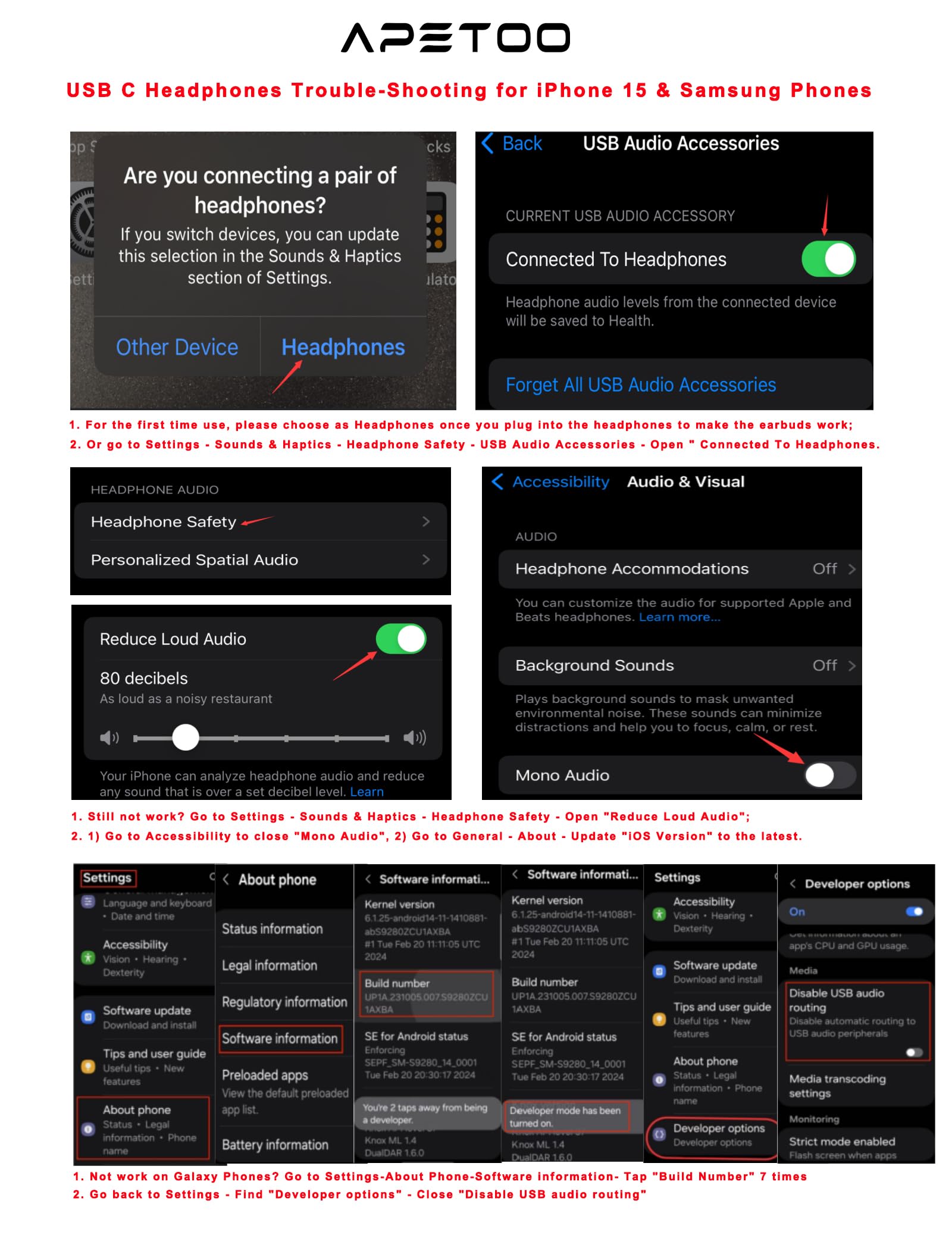 USB C Headphones for iPhone 17 16 15 Samsung S25 S24 Wired Earbuds with Microphone for Galaxy S23 S22 S21 S20 FE Magnetic Noise Canceling in-Ear Type - View 9 of 9