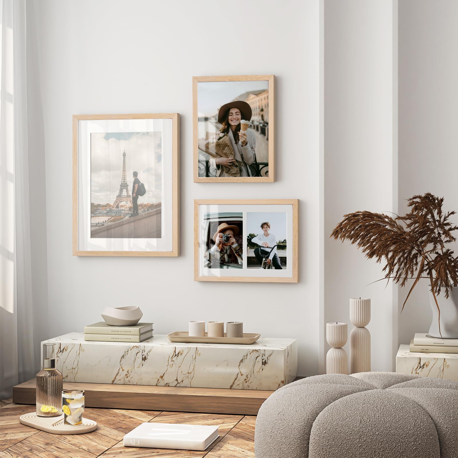 puthiac Puthiac 12x16 Oak Wood Picture Frame Minimalist Design Natural Solid Wood Frame for Wall Art Photos and Prints Beige 1 Pack - View 6 of 8