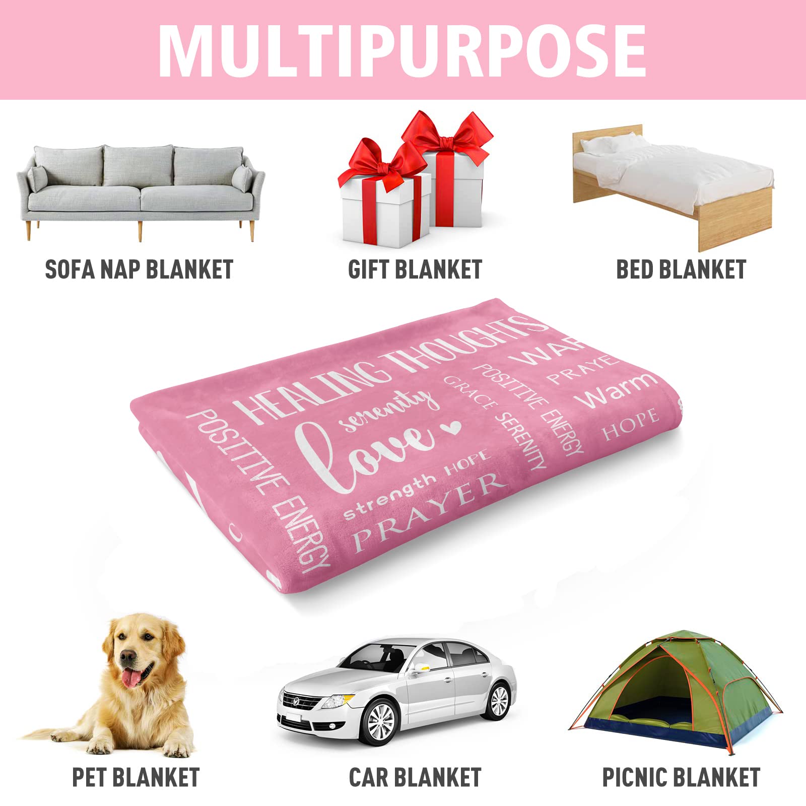 Afterprints Afterprints Warm Hugs Healing Blanket for Women Breast Cancer Gifts Get Well Soon Sympathy Gift Soft Comfort Throw 50 x 60 Inches - View 7 of 7