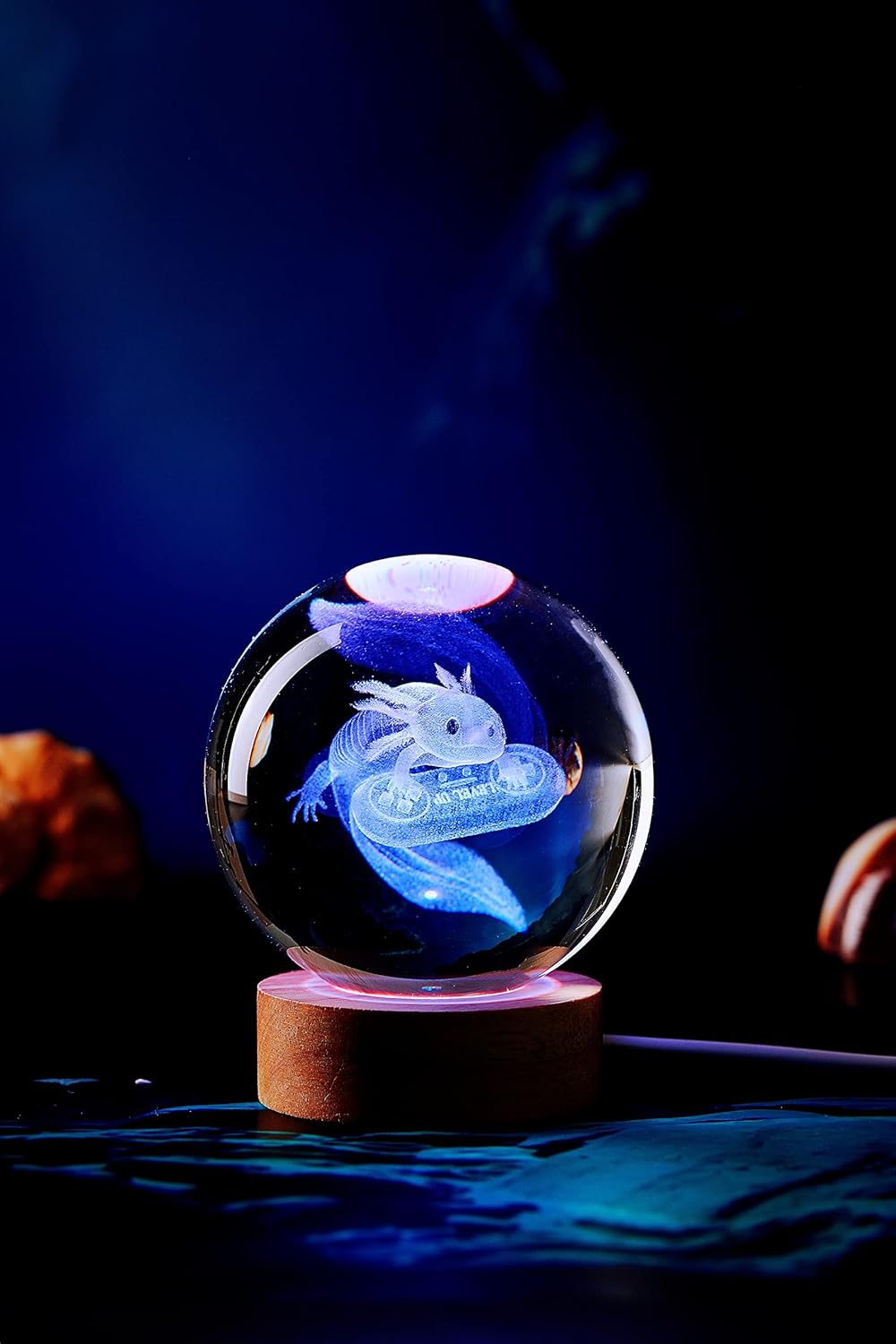 DIGFPWT DIGFPWT Axolotl Crystal Ball Lamp 3D Night Light with Remote Control 16 Colors K9 Gamepad LED Base Perfect Gift - View 6 of 8
