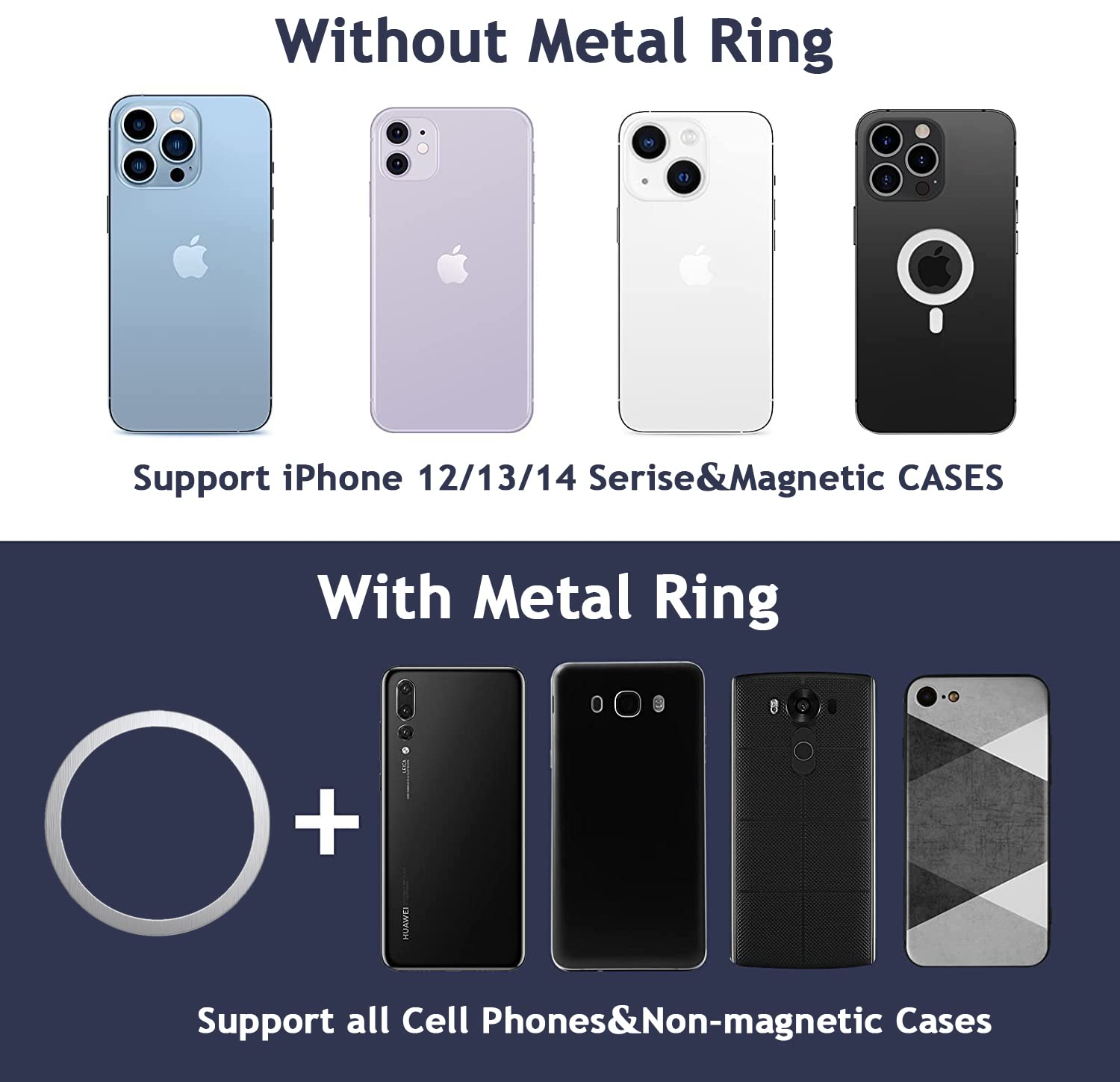 Rimyam Magnetic Phone Ring Holder for MagSafe Removable Finger Ring Grip Kickstand Cellphone Stand Mag Safe Accessories for iPhone16 15 14 13 12 - View 8 of 8