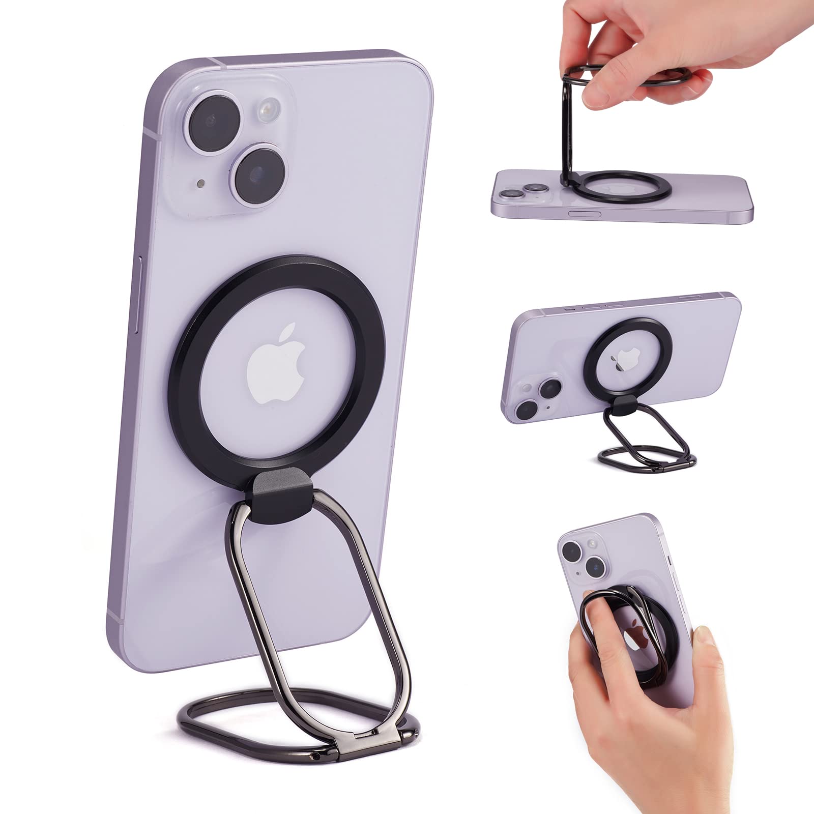 Rimyam Magnetic Phone Ring Holder for MagSafe Removable Finger Ring Grip Kickstand Cellphone Stand Mag Safe Accessories for iPhone16 15 14 13 12