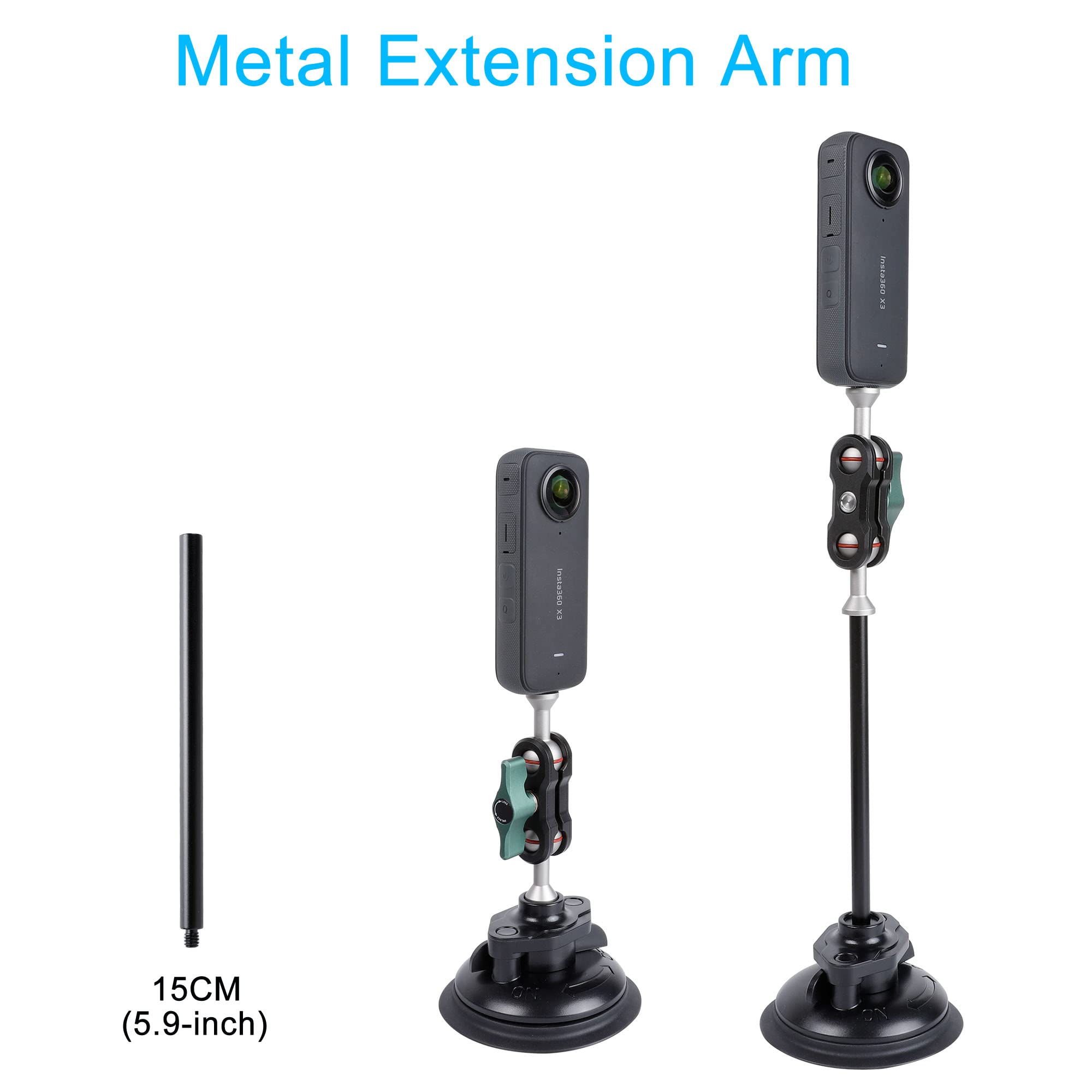 PellKing Camera Suction Cup Mount with Phone Holder and Action Camera Adapter for Insta360 GoPro DJI Action Cameras - View 5 of 7