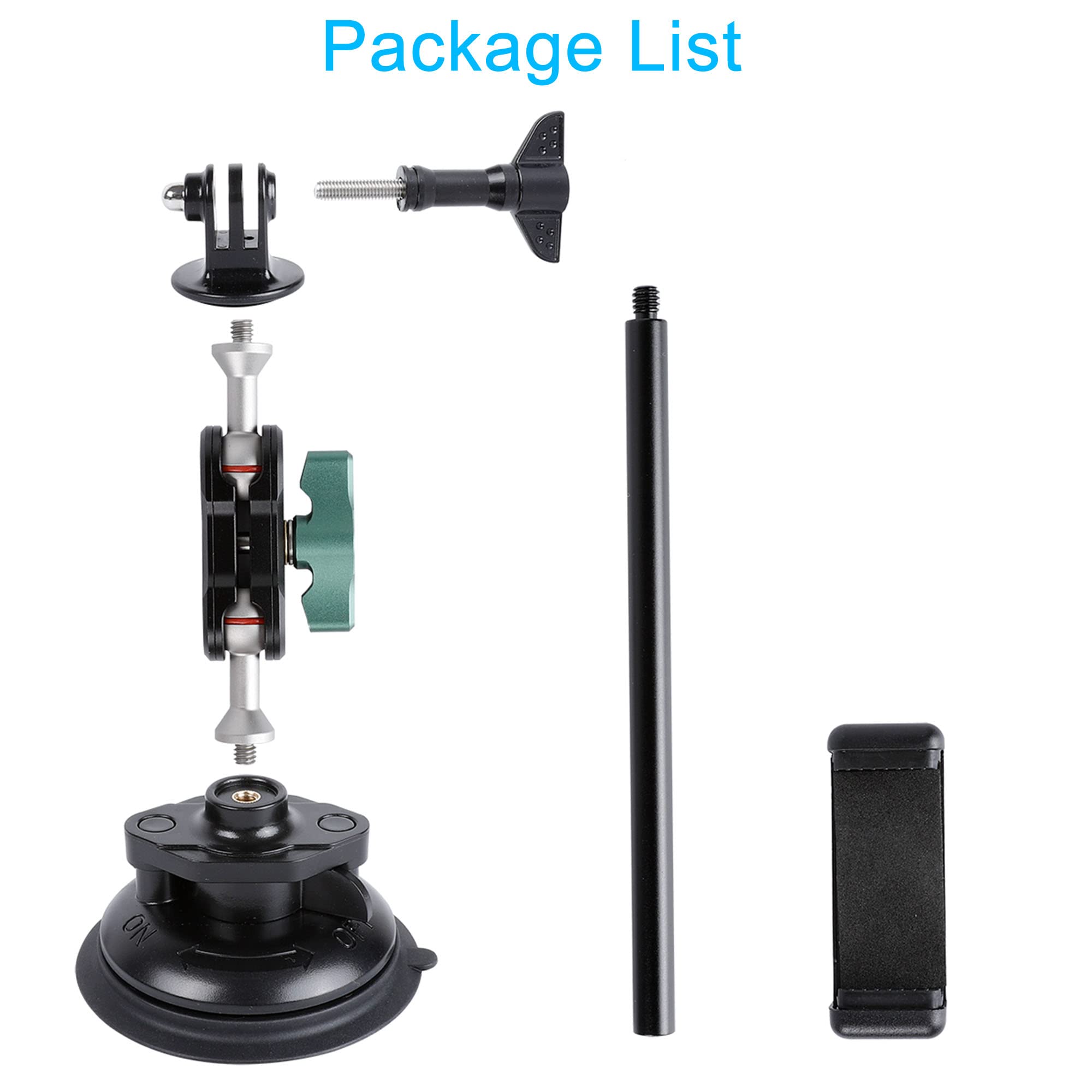 PellKing Camera Suction Cup Mount with Phone Holder and Action Camera Adapter for Insta360 GoPro DJI Action Cameras - View 7 of 7