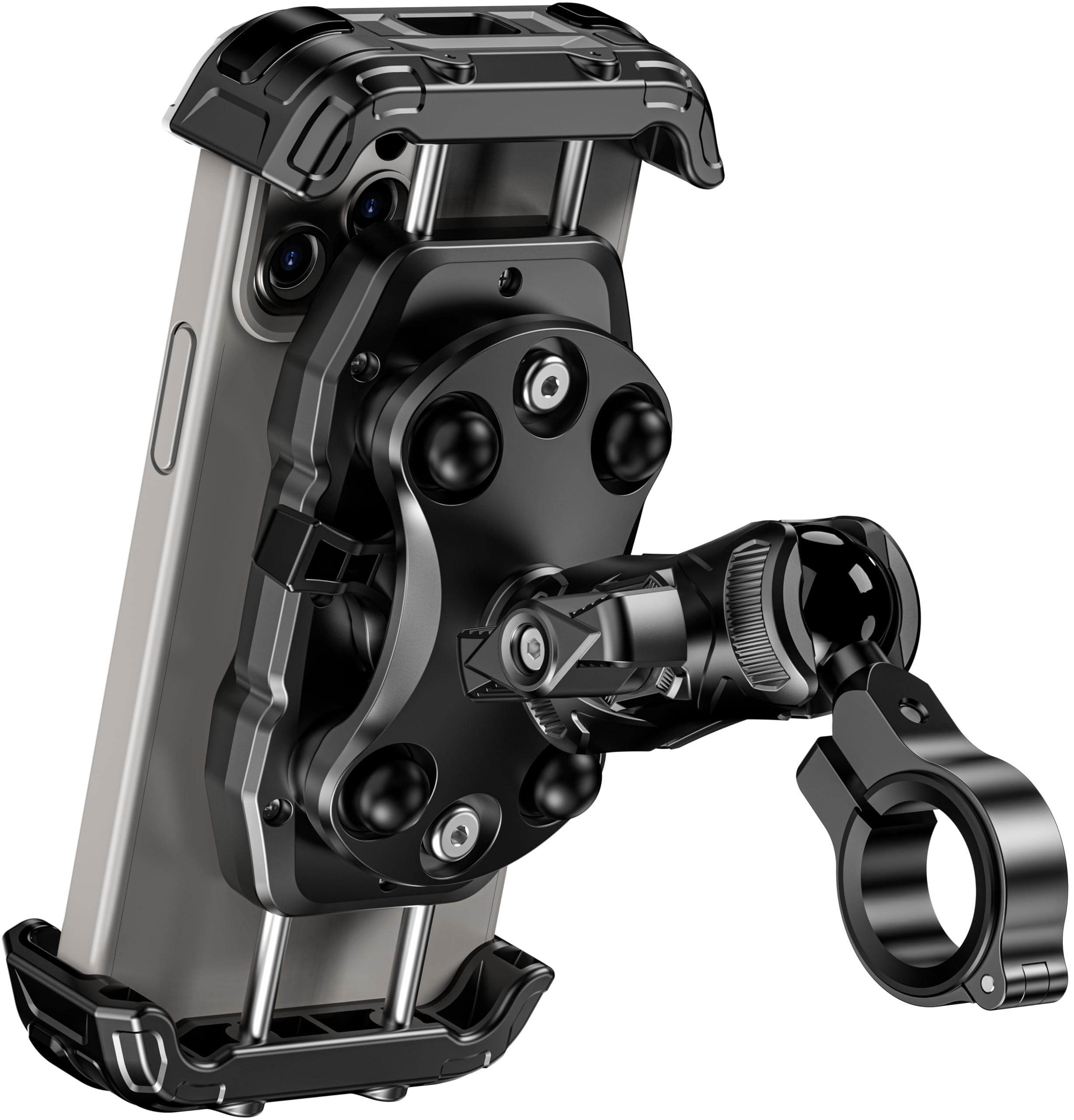 Kewig Motorcycle Phone Mount Holder with Vibration Dampener and Secure Lock, Anti-Shake Handlebar Cellphone Mount for Moto Bike Scooter ATV,