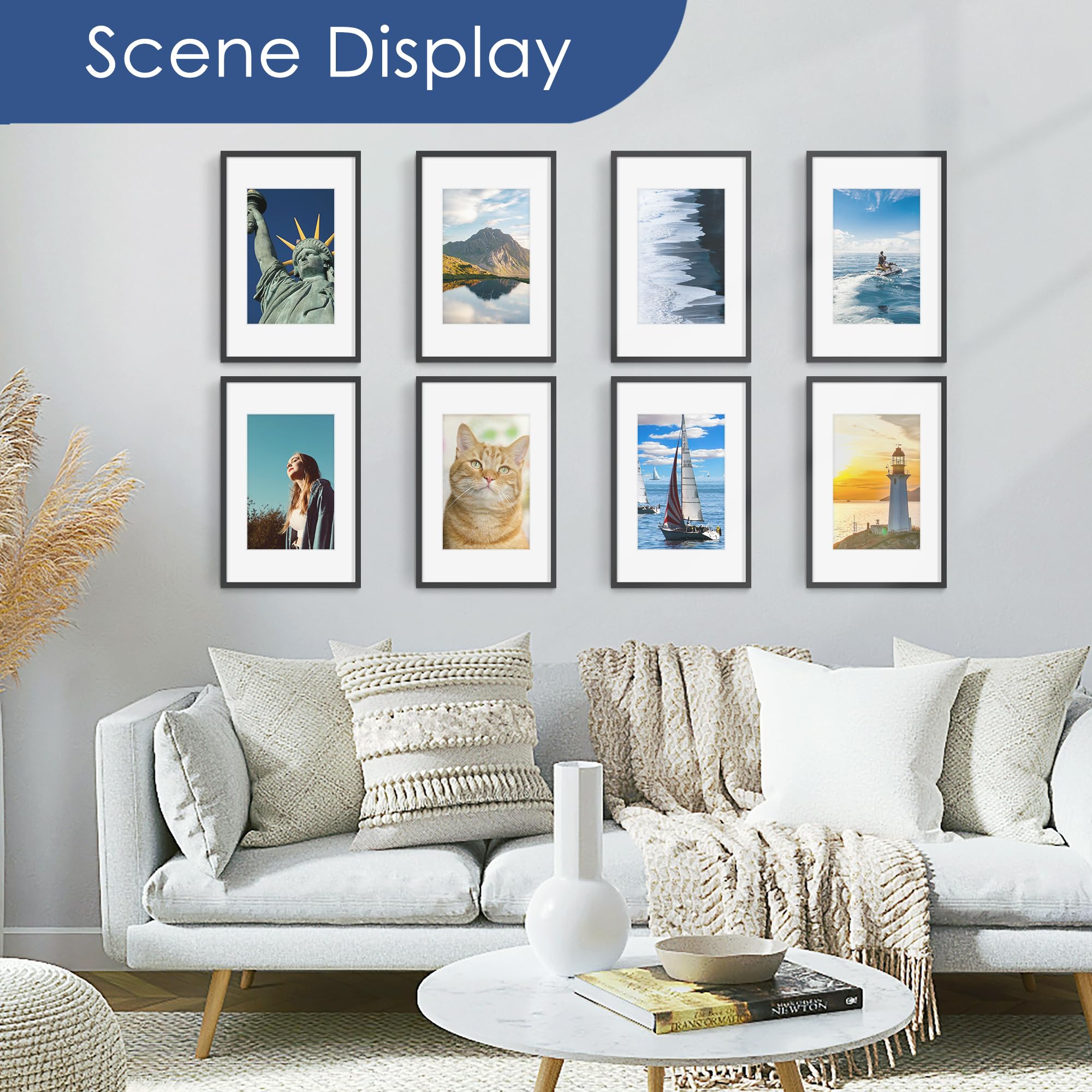 PEALSN PEALSN 11x17 Picture Frame for Wall Mounting Display Holds 8x12 with Mat or 11x17 Without Mat Black Photo Frame - View 7 of 7