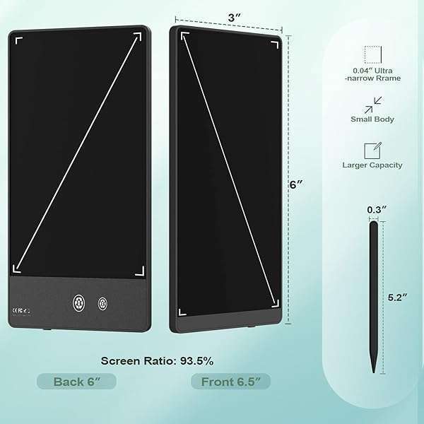 Ksequ Ksequ LCD Writing Tablet for Adults-6.5″&amp;6″ LCD Writing Tablet,Double-Sided Full Screen Electronic Drawing Pad,Mini Portable Digital Notepad for School,Office,Home,Erasable,Reusable - View 5 of 9