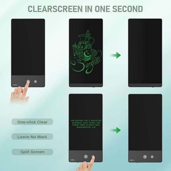 Ksequ Ksequ LCD Writing Tablet for Adults-6.5″&amp;6″ LCD Writing Tablet,Double-Sided Full Screen Electronic Drawing Pad,Mini Portable Digital Notepad for School,Office,Home,Erasable,Reusable - View 6 of 9