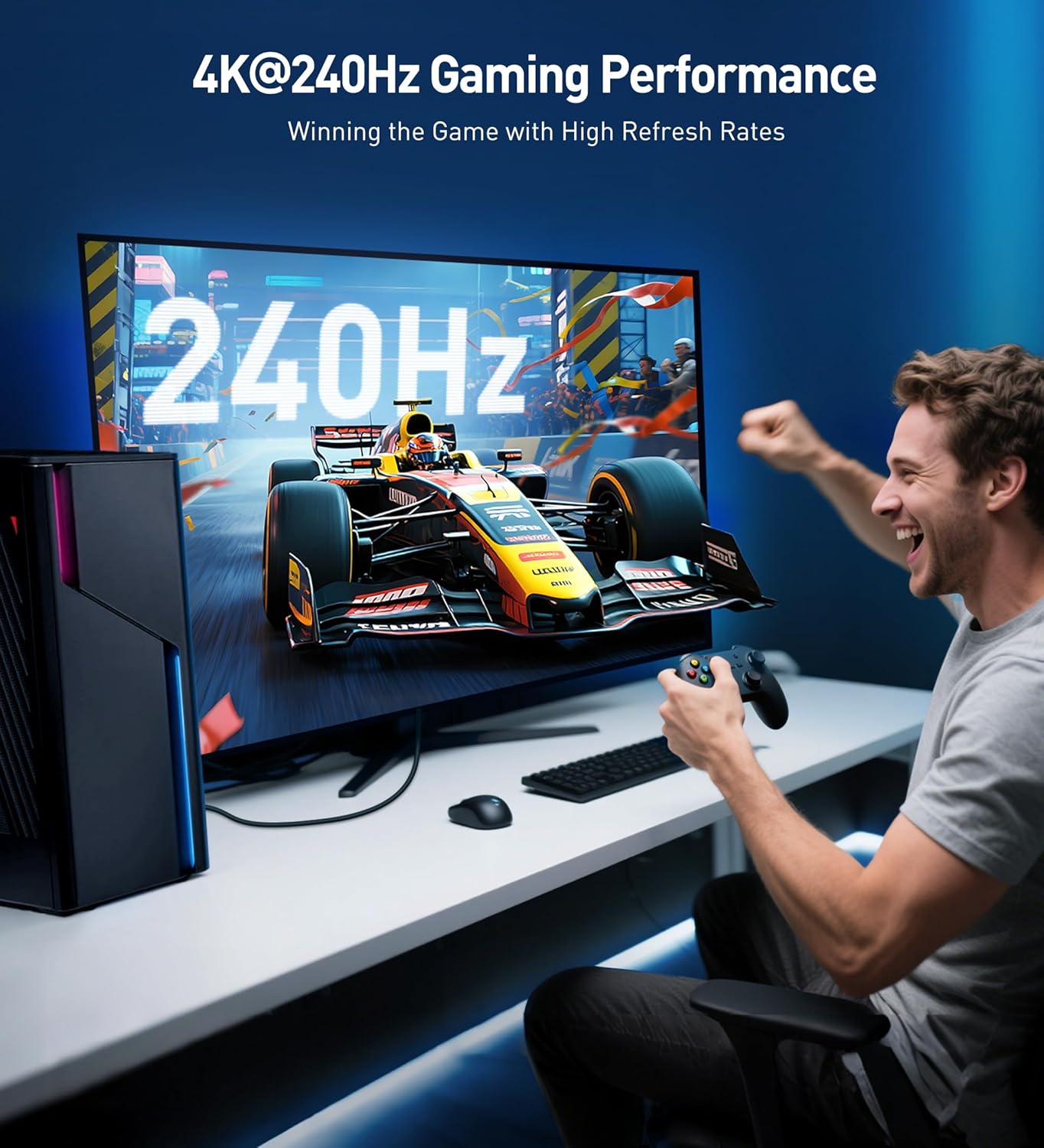 Cable Matters Cable Matters VESA Certified 40Gbps DisplayPort 2.1 Cable 1m 8K 120Hz 4K 240Hz for Gaming Monitor PC RTX 4080 4090 RX 7900 Black - View 3 of 7