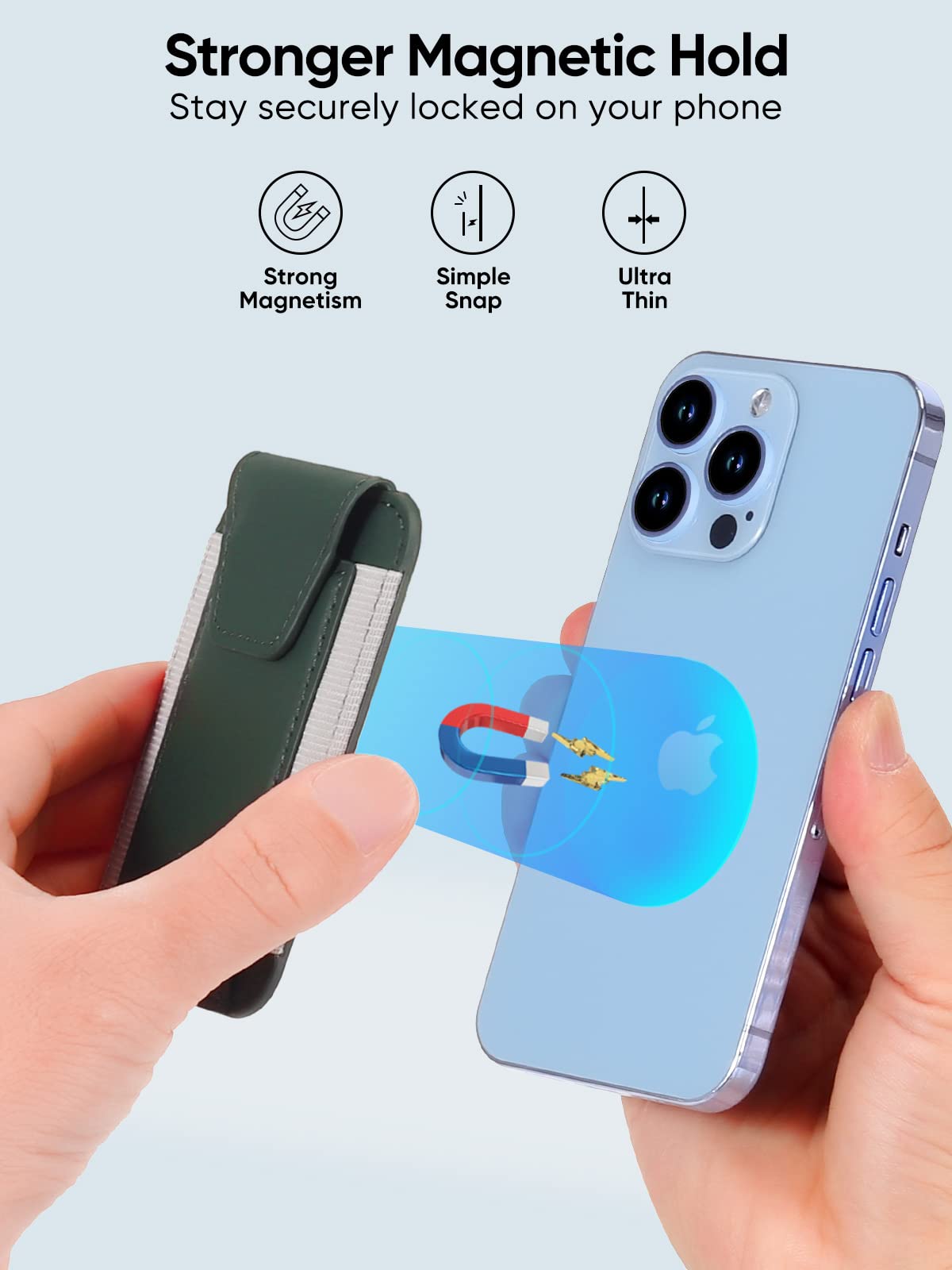 Miroddi Miroddi MagSafe Wallet with Privacy Flap Leather Card Holder for iPhone 15 14 13 12 Models RFID Blocking Fits 7 Cards Green - View 4 of 7