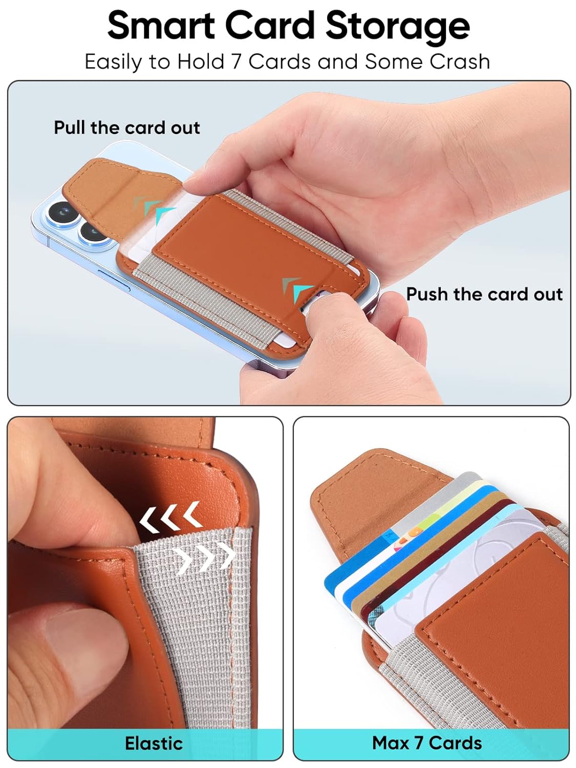 Miroddi Miroddi MagSafe Wallet with Privacy Flap for iPhone 15 14 13 12 Leather Magnetic Card Holder RFID Blocking Brown - View 5 of 7