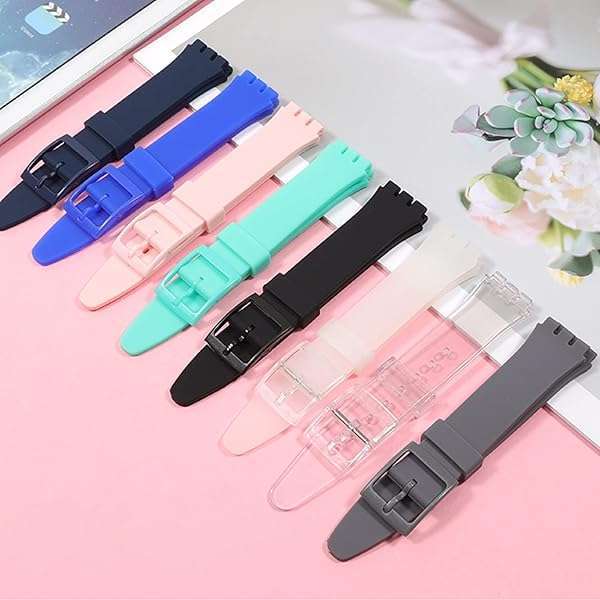 Lijinlan Buy Lijinlan Waterproof Silicone Replacement Band for Swatch 17mm, 19mm, 20mm - Clear Wrist Strap - View 4 of 9
