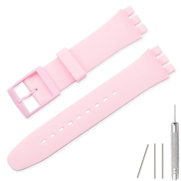 Lijinlan Lijinlan Waterproof Silicone Band for Swatch 19mm Light Pink Replacement Wristband Watch Strap