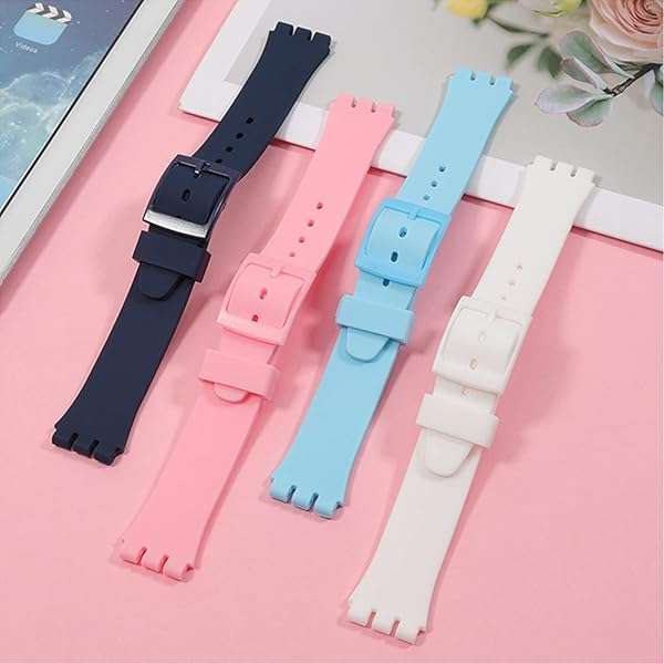 Lijinlan Buy Lijinlan Waterproof Silicone Replacement Band for Swatch 17mm, 19mm, 20mm - Stylish White Wrist Strap - View 6 of 9