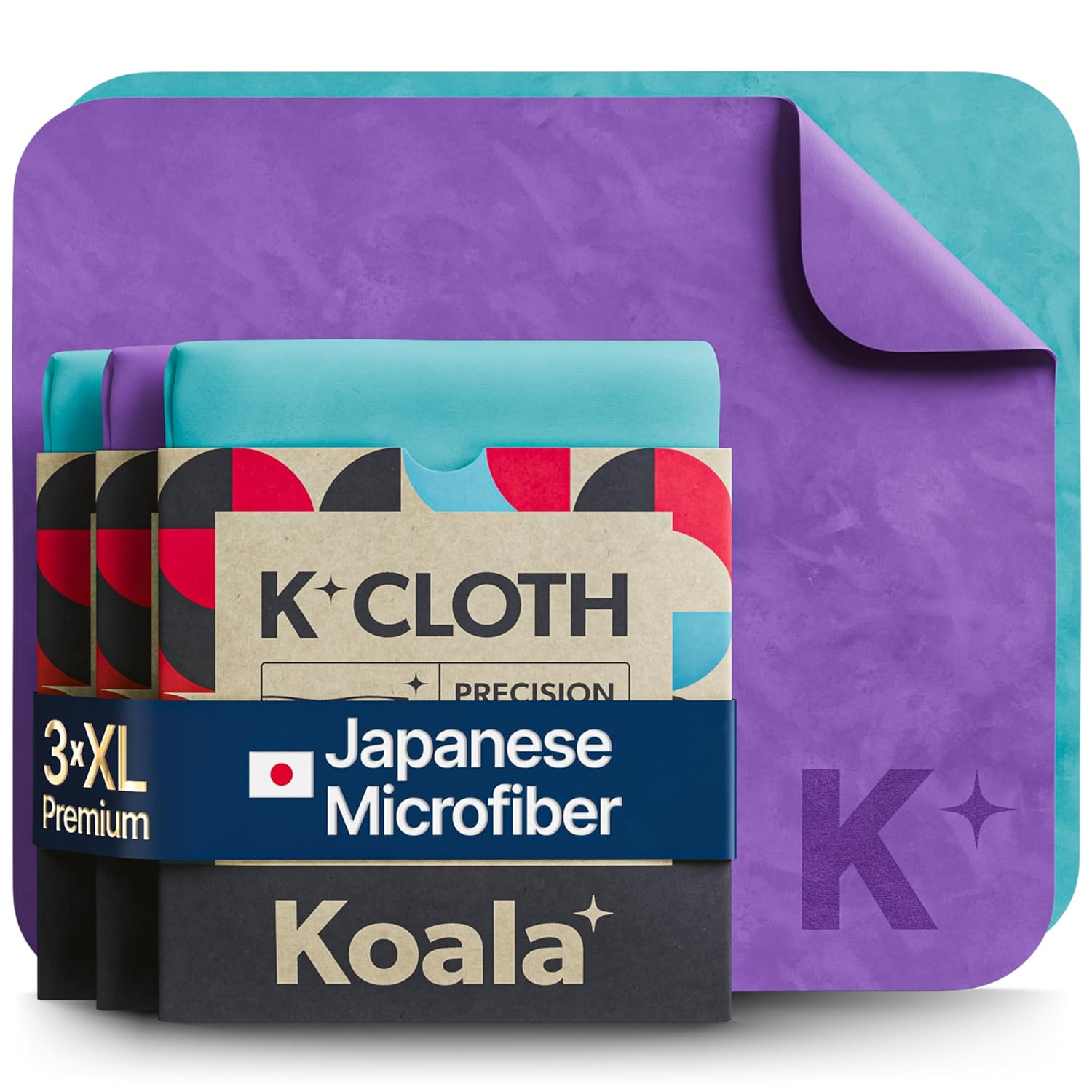 Koala Lifestyle Koala Lens Cleaning Cloth Pack of 3 Japanese Microfiber for Glasses Camera VR AR Headset and Screen Cleaning Blue and Purple