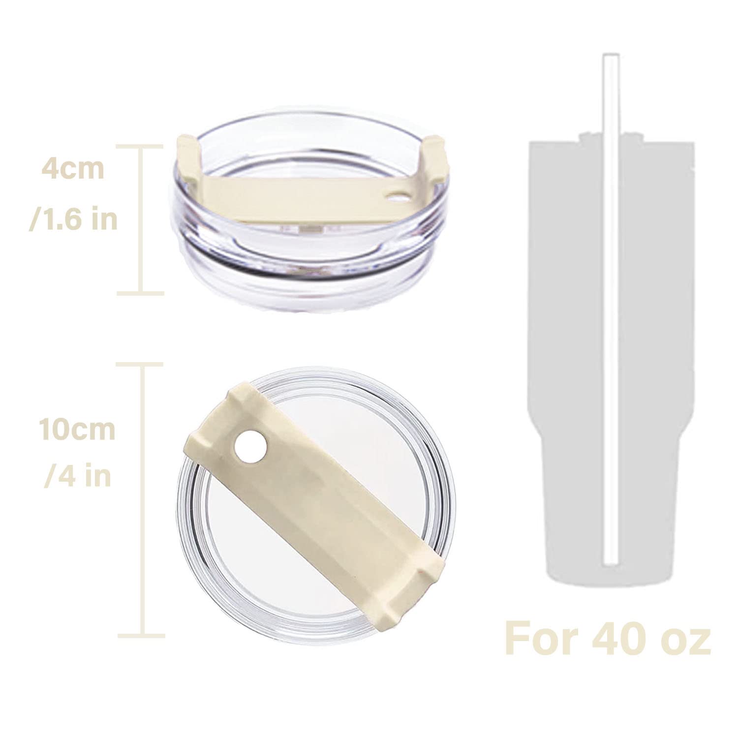 Horsdo 40 OZ Tumbler Lid Compatible with Stanley Spill Proof Splash Resistant Covers for Coffee Mugs 2 Pack Beige - View 2 of 7