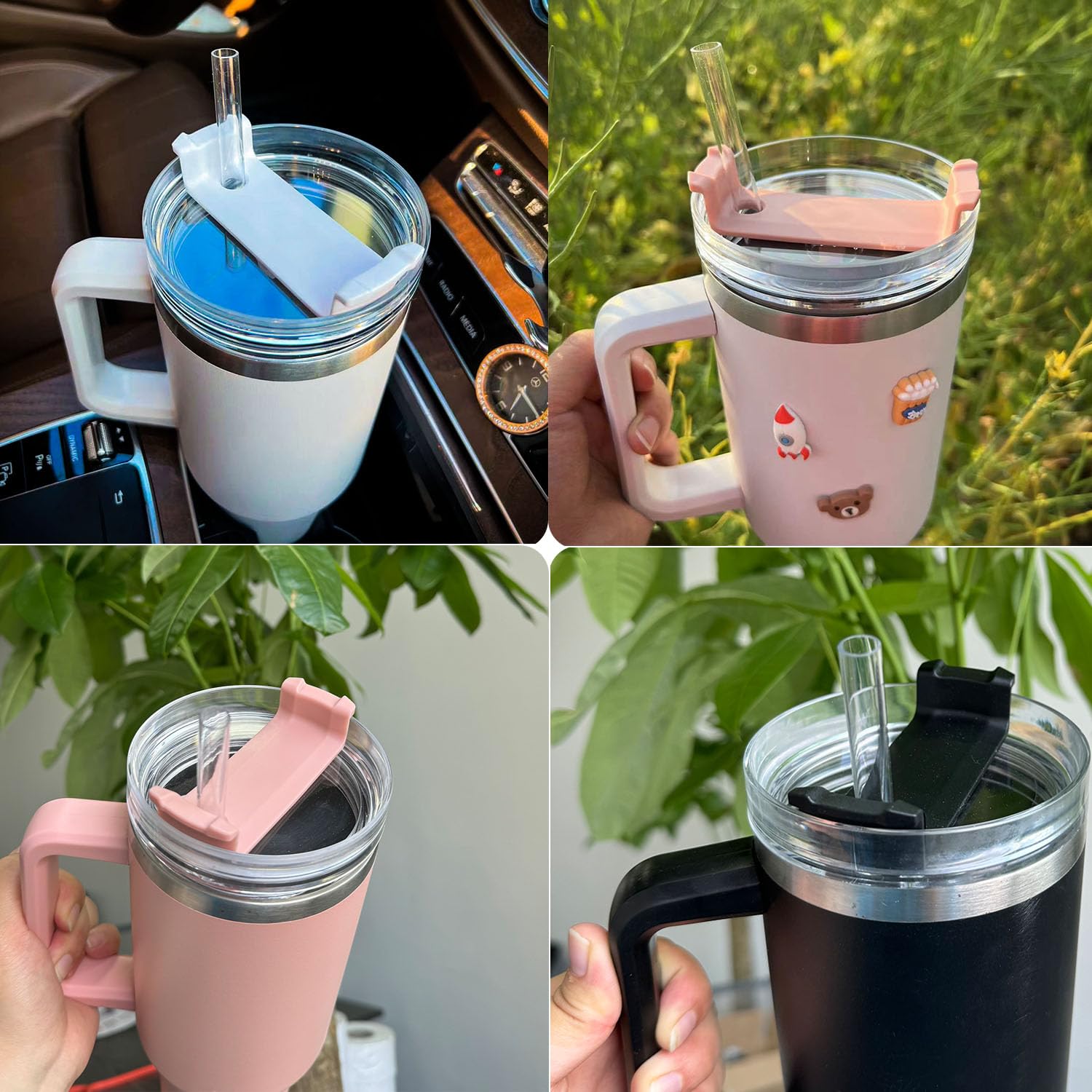 Horsdo 40 OZ Tumbler Lid Compatible with Stanley Spill Proof Splash Resistant Covers for Coffee Mugs 2 Pack Beige - View 7 of 7