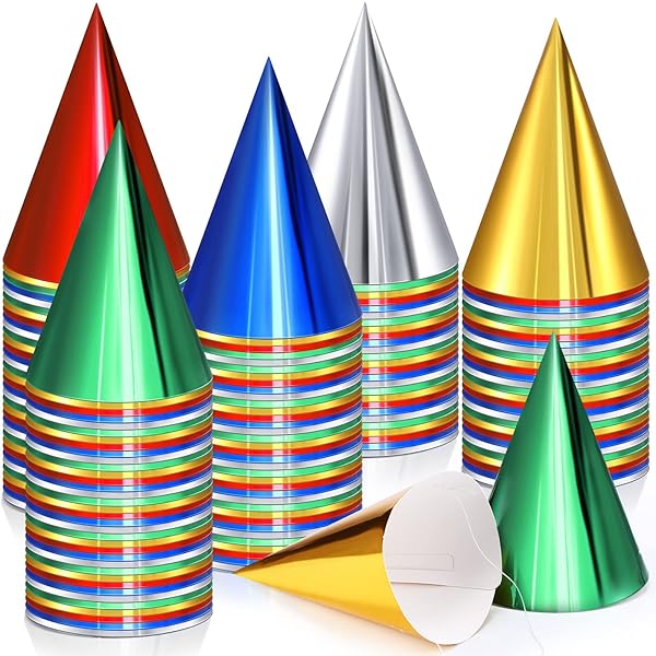 Geosar Geosar 300 Pcs Metallic Foil Birthday Party Hats Bulk for Adults Kids Boys and Girls