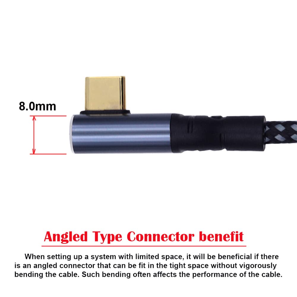 NFHK NFHK USB-C 240W Type-C Cable 90 Degree Low Profile 200cm Compatible with USB2.0 100W Charging for Laptop Tablet Phone - View 3 of 9