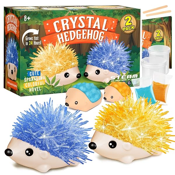 XX XXTOYS Crystal Growing Kit Vibrant Colored Hedgehog Science Kits for Kids Age 6-8 Great Gifts for Boys and Girls STEM Projects