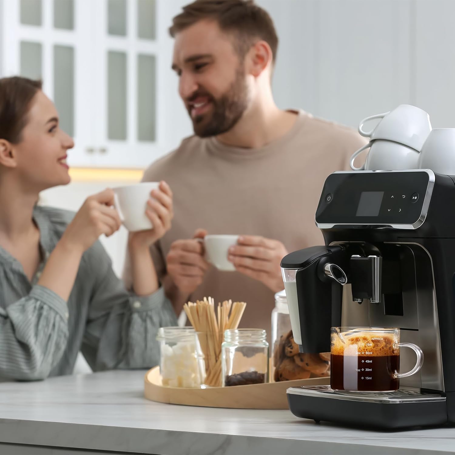 Mfacoy Mfacoy 2 Pack Measuring Cups 75ML Espresso Cups with Handle Clear Accessories for Milk Frothing and Espresso Shot Glasses - View 2 of 7