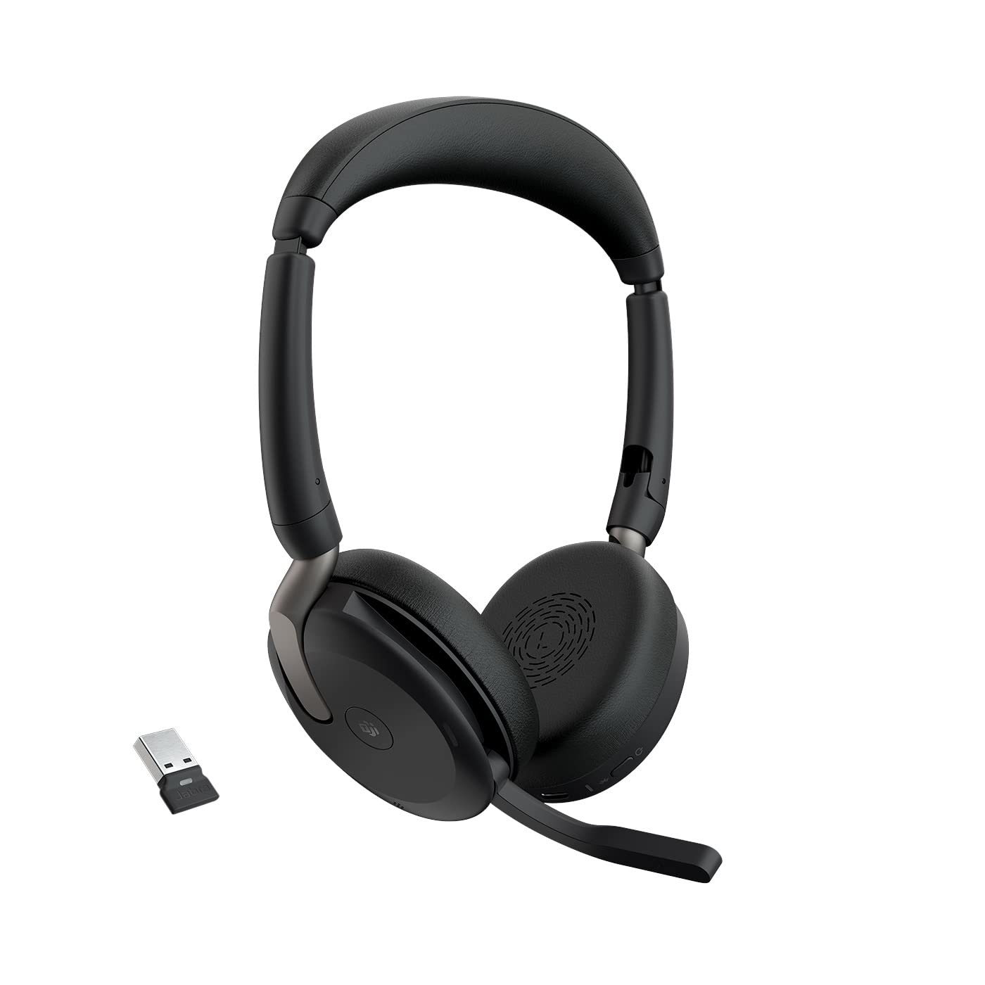 Jabra Evolve2 65 Flex Wireless Stereo Headset Bluetooth Noise Cancelling ClearVoice Technology Hybrid ANC Certified for Microsoft Teams Black