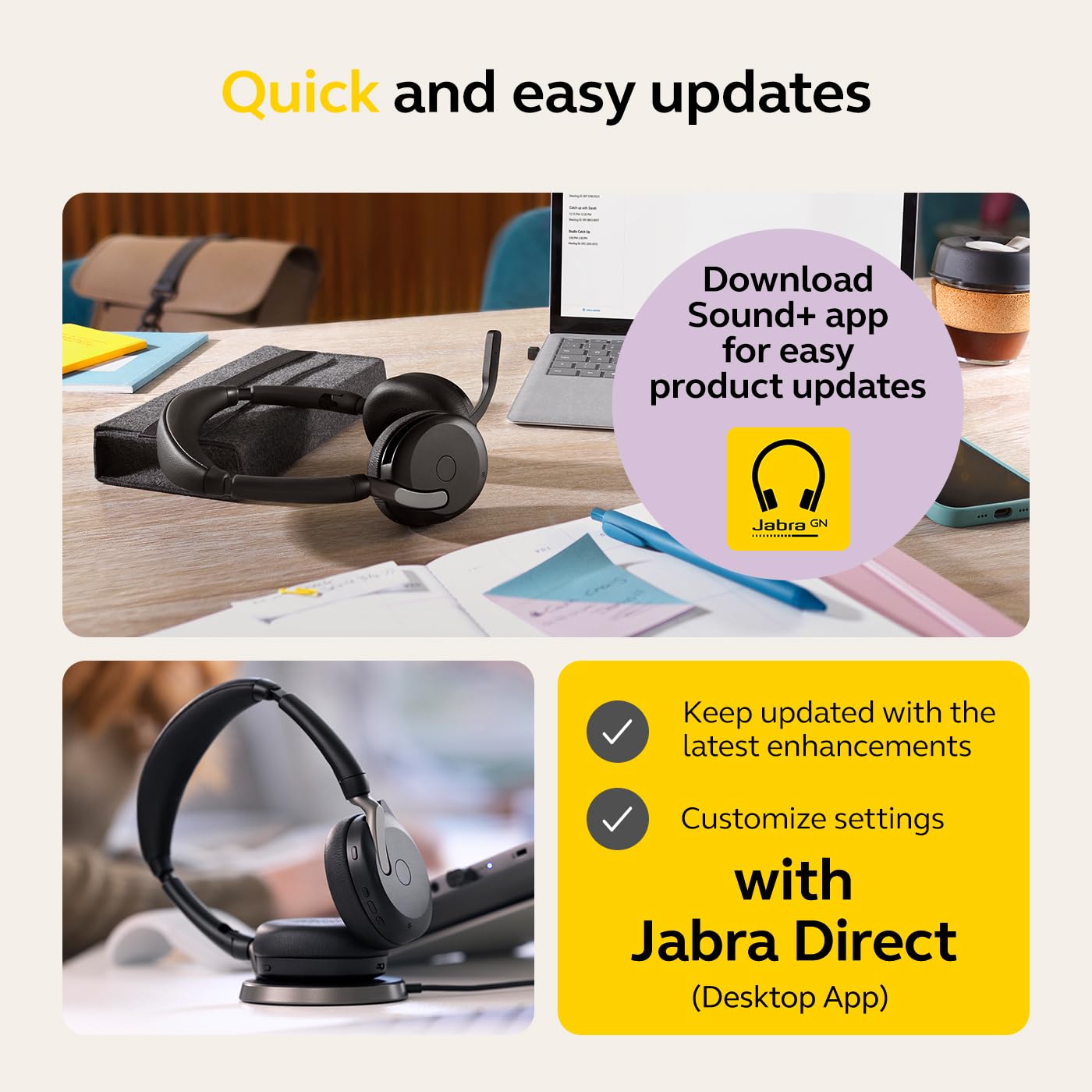 Jabra Jabra Evolve2 65 Flex Stereo Headset Bluetooth Wireless Charging Noise Cancelling Certified for Microsoft Teams Black - View 4 of 9