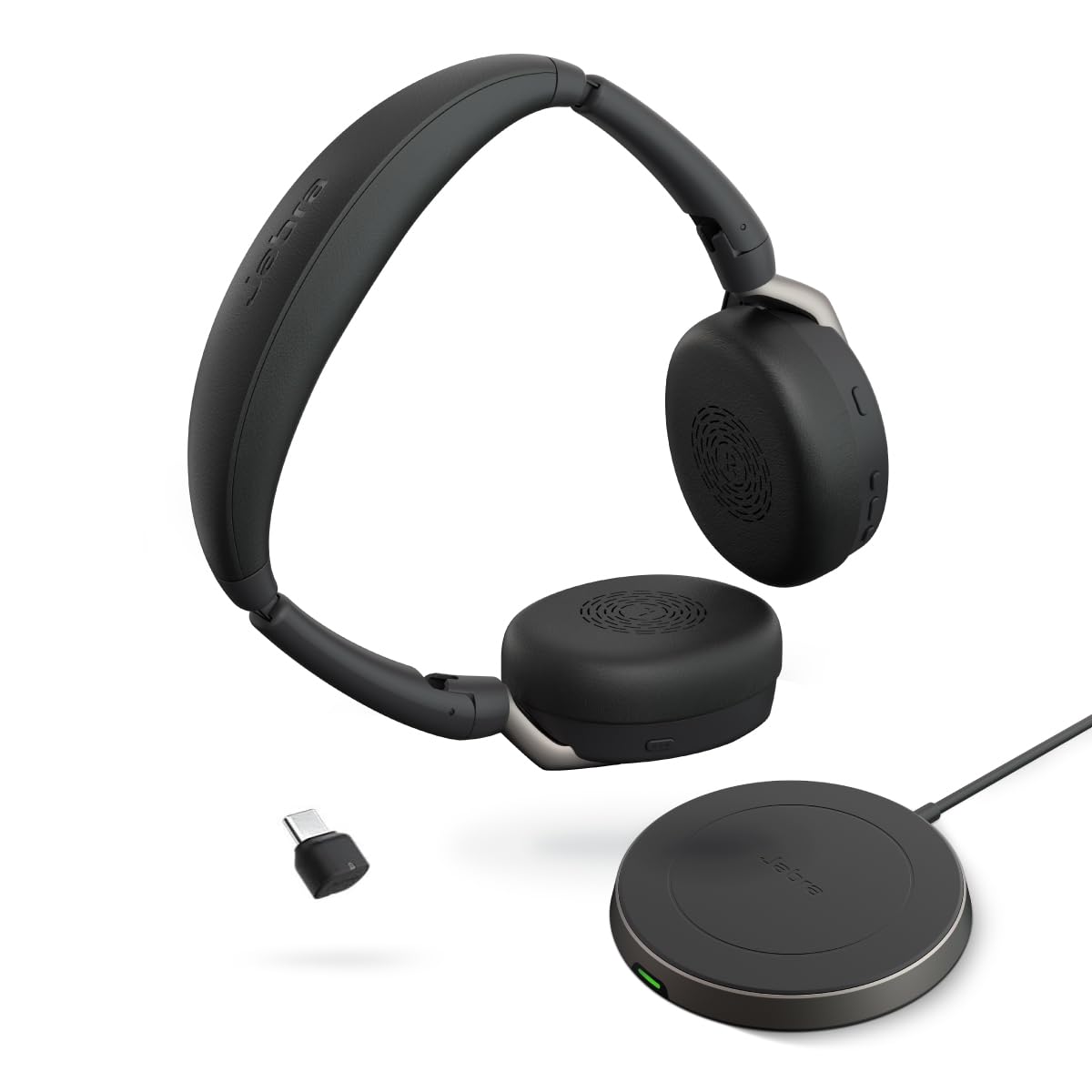 Jabra Evolve2 65 Flex Stereo Headset Bluetooth Wireless Charging Noise Cancelling Certified for Microsoft Teams Black