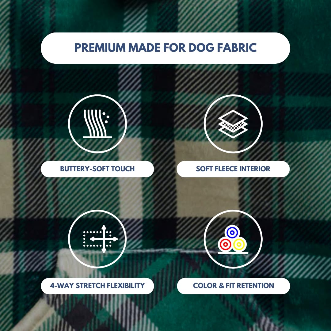 Spark Paws Spark Paws Dog Hoodie Premium Quality Buttery Soft Fleece Interior Green Plaid 2XL Superior Comfort for All Breeds - View 5 of 9