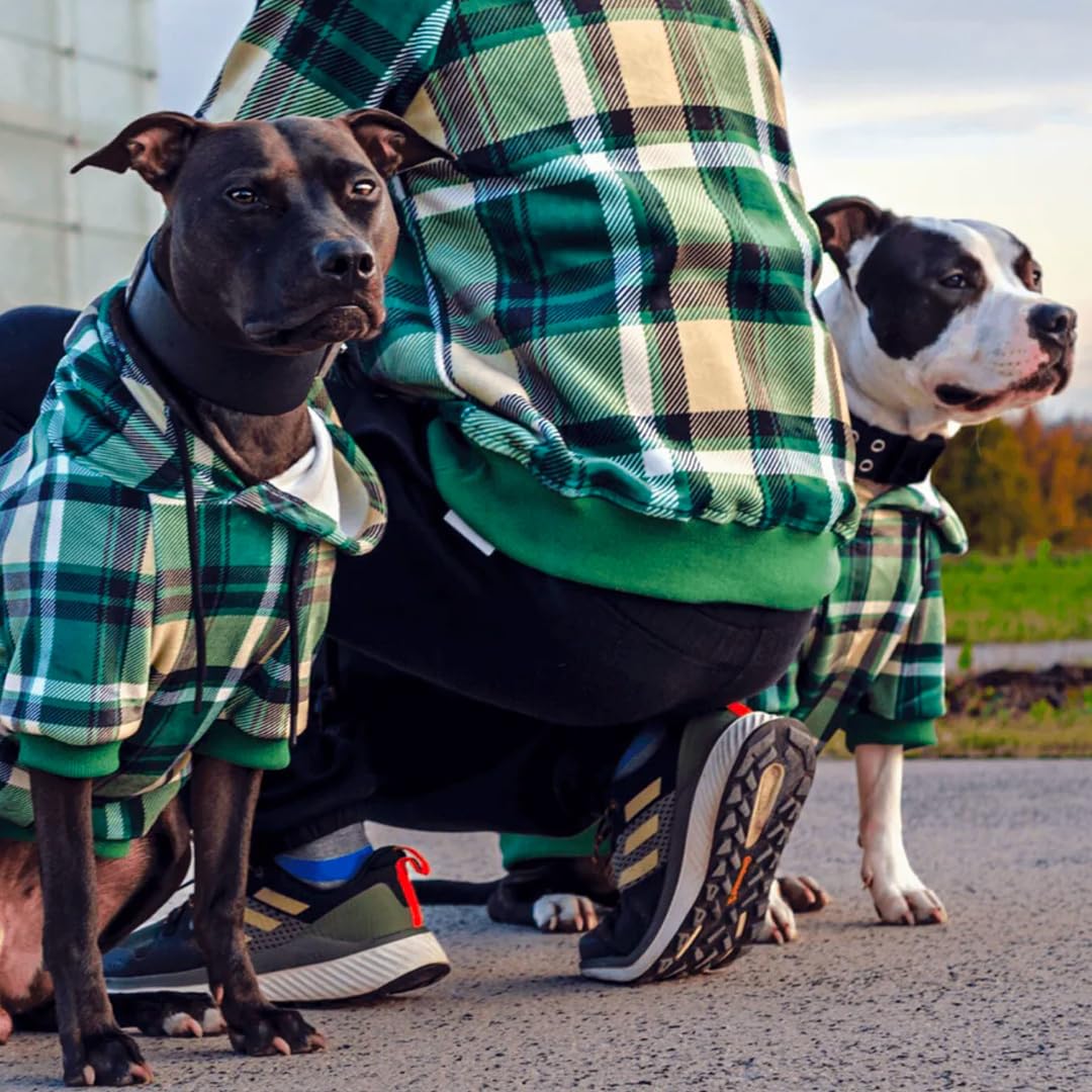 Spark Paws Spark Paws Dog Hoodie Premium Quality Buttery Soft Fleece Interior Green Plaid 4XL Superior Comfort for All Breeds - View 6 of 6