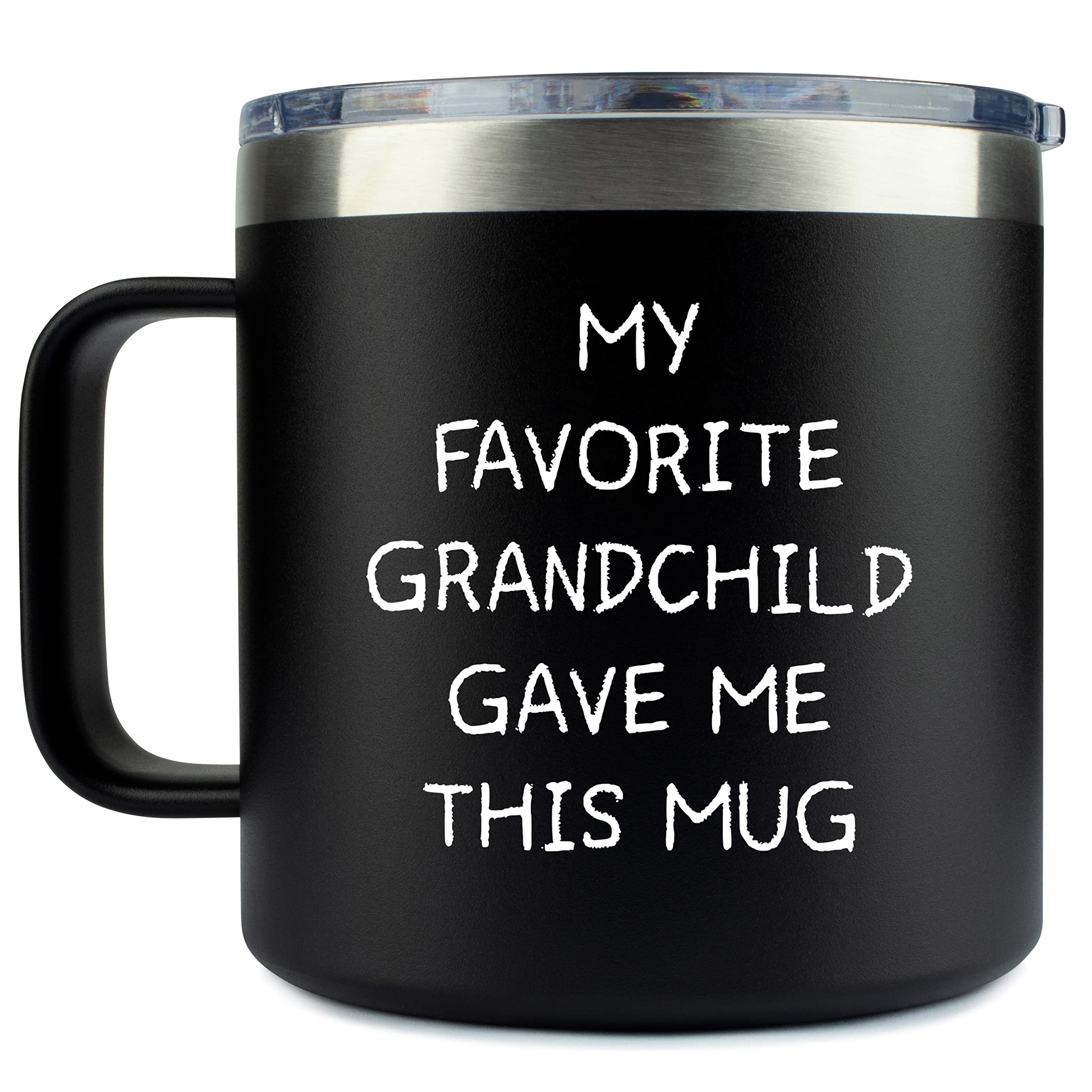 KLUBI KLUBI Papa Gifts Grandpa Mug 14oz Funny Unique Coffee Tumbler Ideal Gift from Grandchildren for Birthday Fathers Day Retirement Black - View 8 of 8