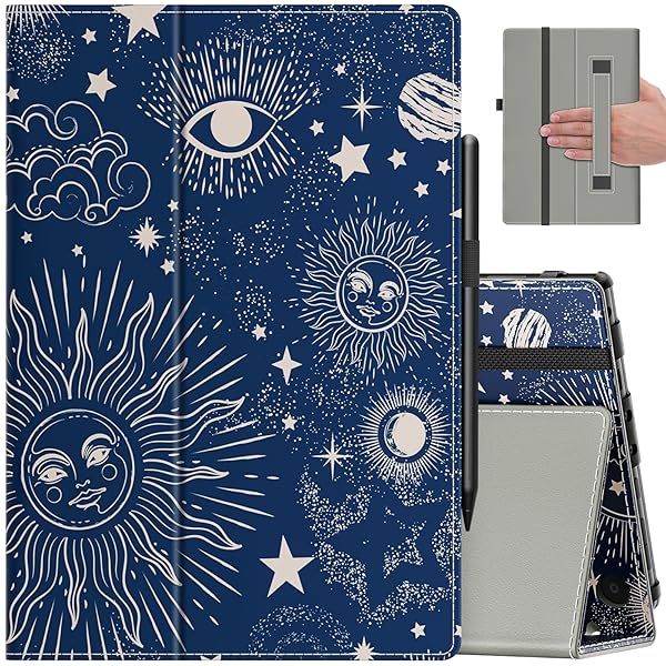 VORI VORI Case for Amazon Kindle Fire HD 10 Tablet 13th 11th Generation Slim Folding Stand Folio Cover Auto Wake Sleep Hand Strap Space Galaxy