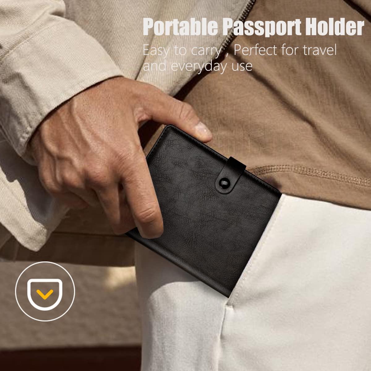 TOPSEM Travel Passport Wallet with Airtag Holder RFID Vaccine Card Holder Leather Cover for Men and Women Multiple Card Holders Black - View 3 of 8