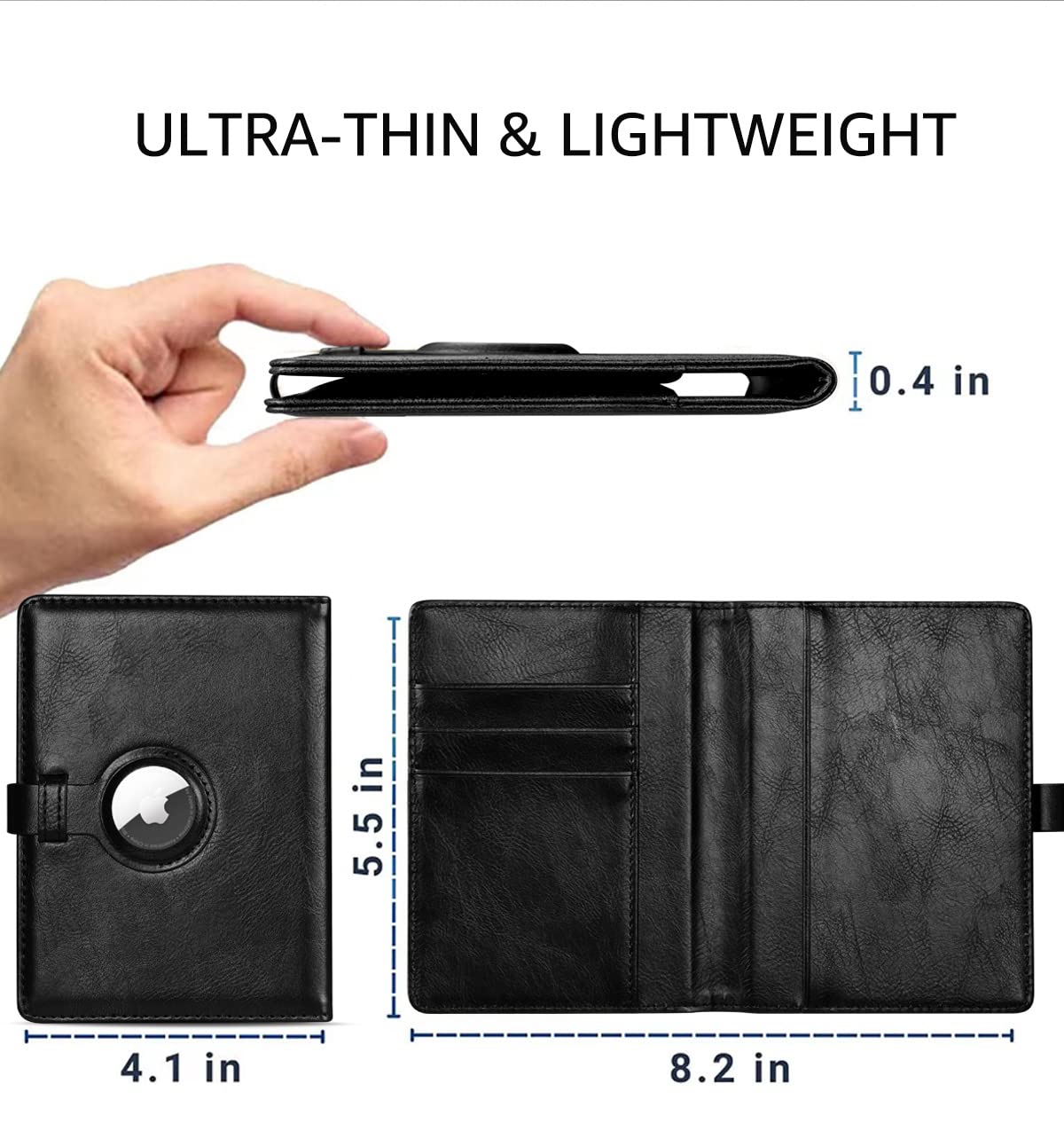 TOPSEM Travel Passport Wallet with Airtag Holder RFID Vaccine Card Holder Leather Cover for Men and Women Multiple Card Holders Black - View 4 of 8